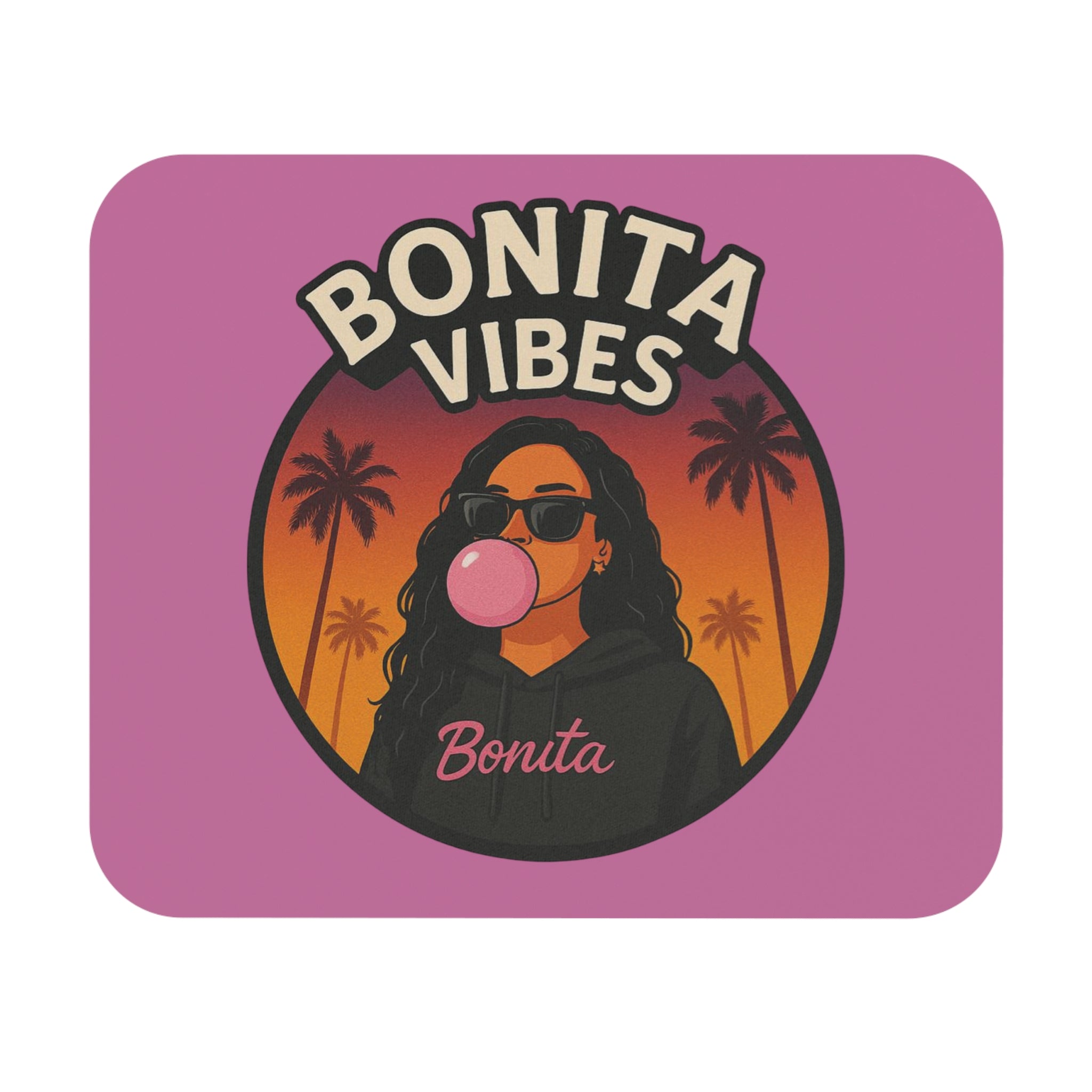 Bonita Vibes: Sunset Sway Light Pink Mouse Pad - Tropical Desk Accessory, Perfect Gift for Students, Office Decor, Trendy Workstation