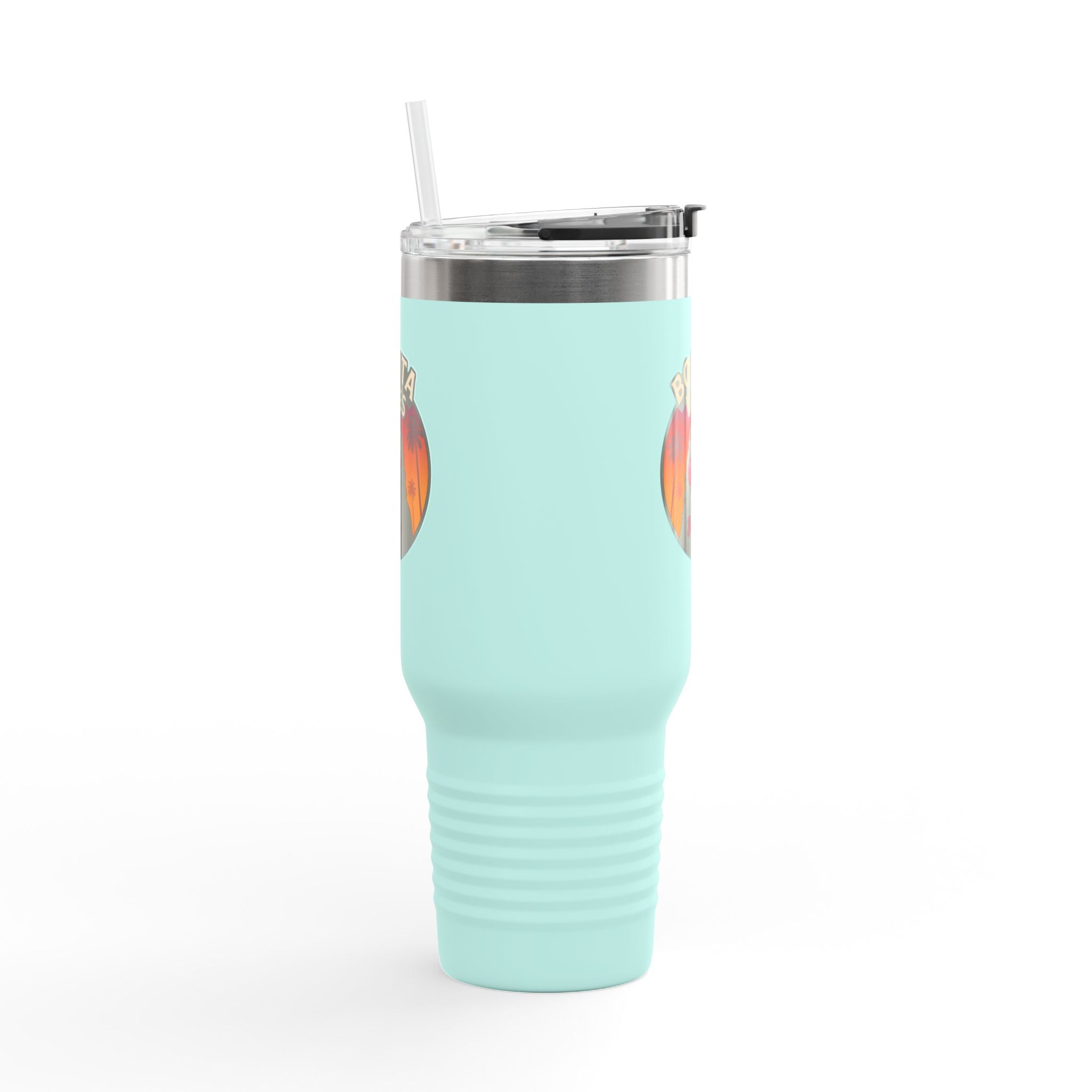 Bonita Vibes: Sunset Sway Insulated Travel Mug, 40oz | Perfect for Beach Lovers, Summer Travels, Tropical Themes, Outdoor Adventures, Gifts