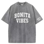 BONITA VIBES UNIVERSITY WHITE SCRIPTED TEE