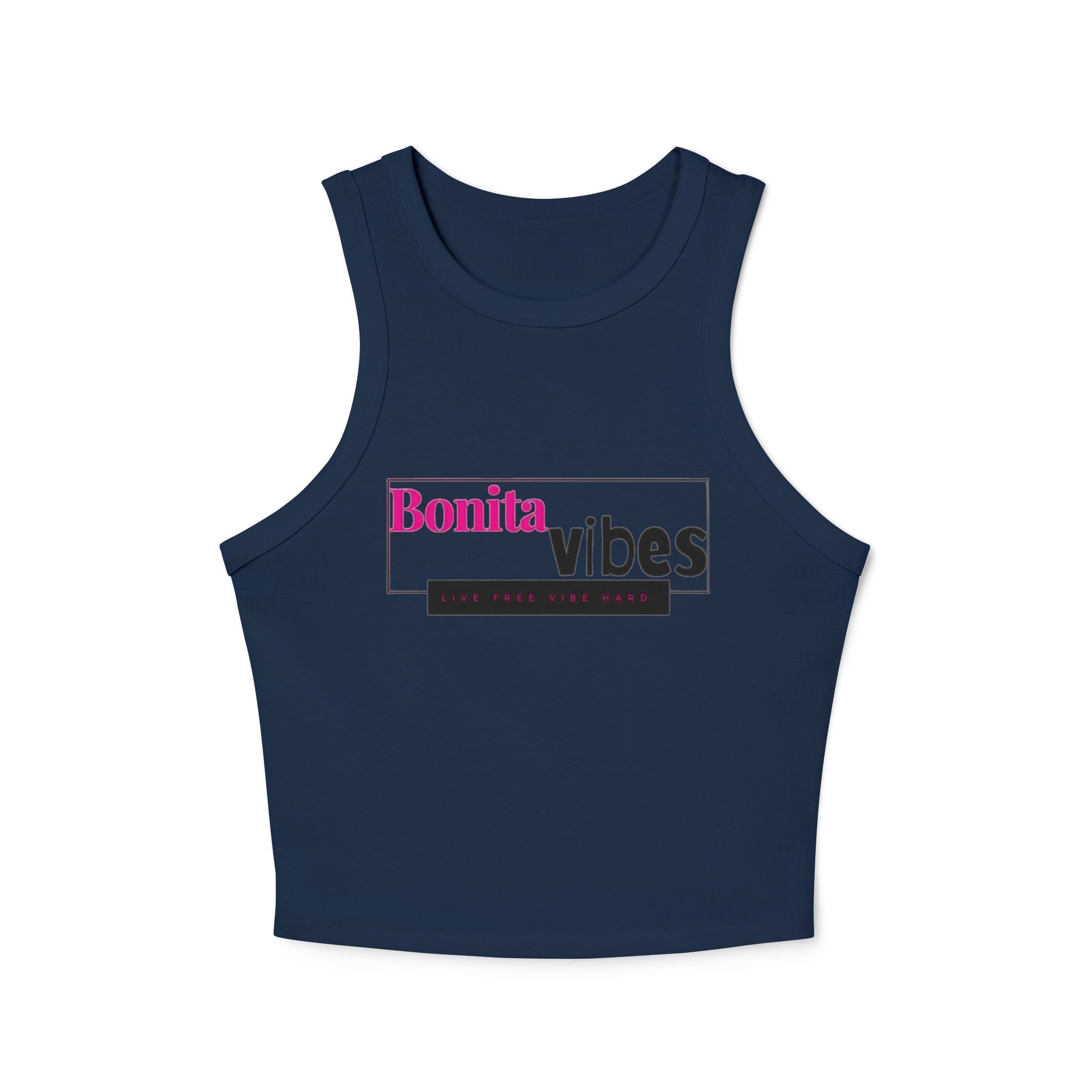 Bonita Vibes: VIBES UNLEASHED Women's Racer Tank Top, Comfortable Summer Top, Casual Wear, Beach Day Outfit, Gift for Her