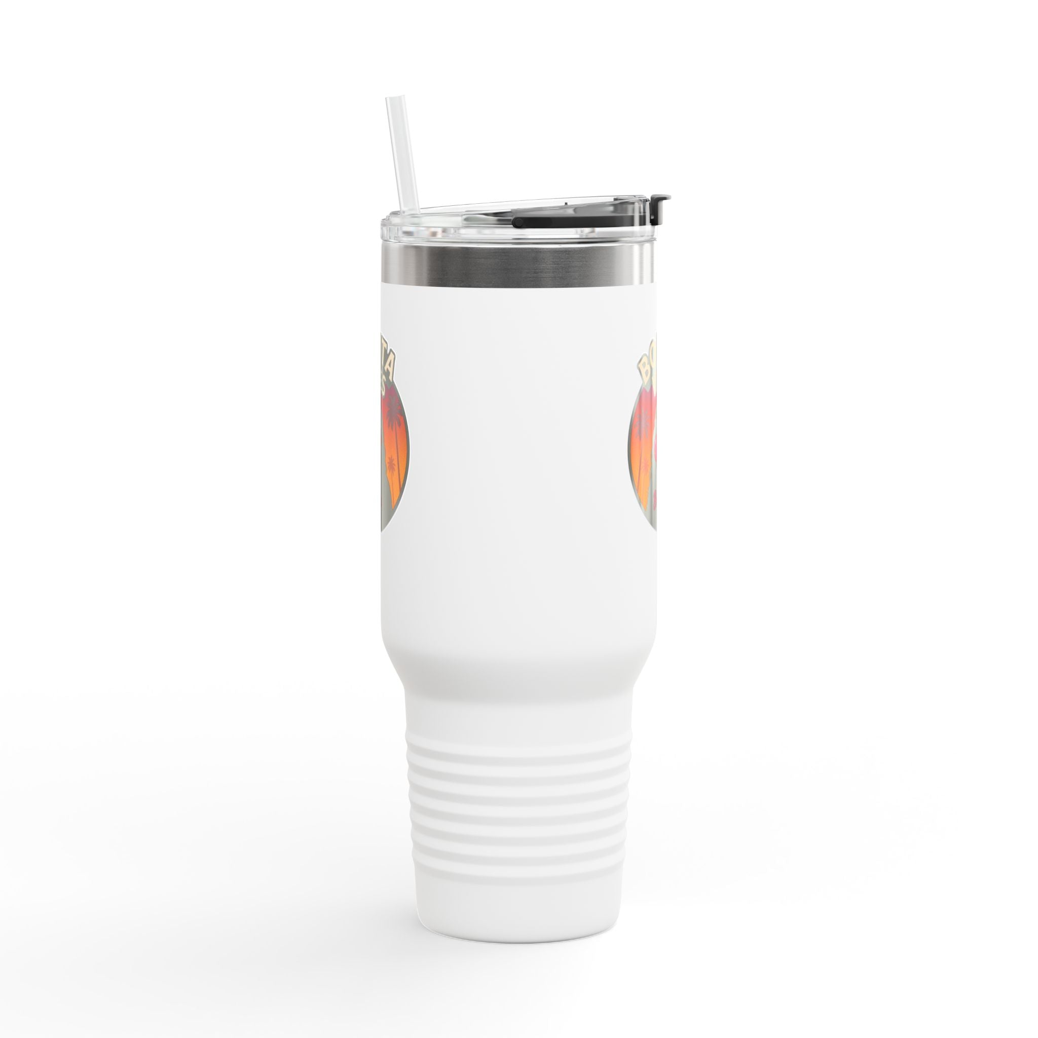 Bonita Vibes: Sunset Sway Insulated Travel Mug, 40oz | Perfect for Beach Lovers, Summer Travels, Tropical Themes, Outdoor Adventures, Gifts