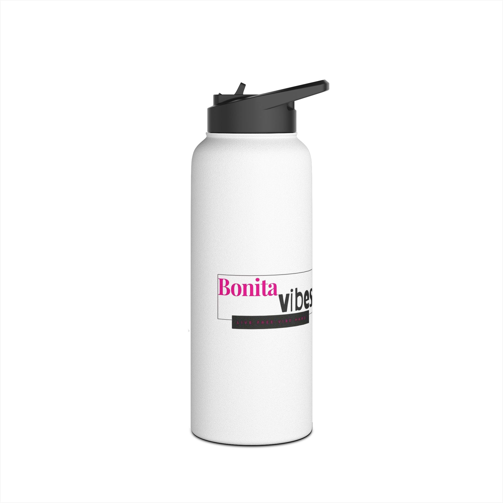 Bonita Vibes: VIBES UNLEASHED Stainless Steel White Water Bottle - Motivational Drink Container for Fitness, Travel, and Gifting, Eco-Friendly Hydration Vessel, [...]