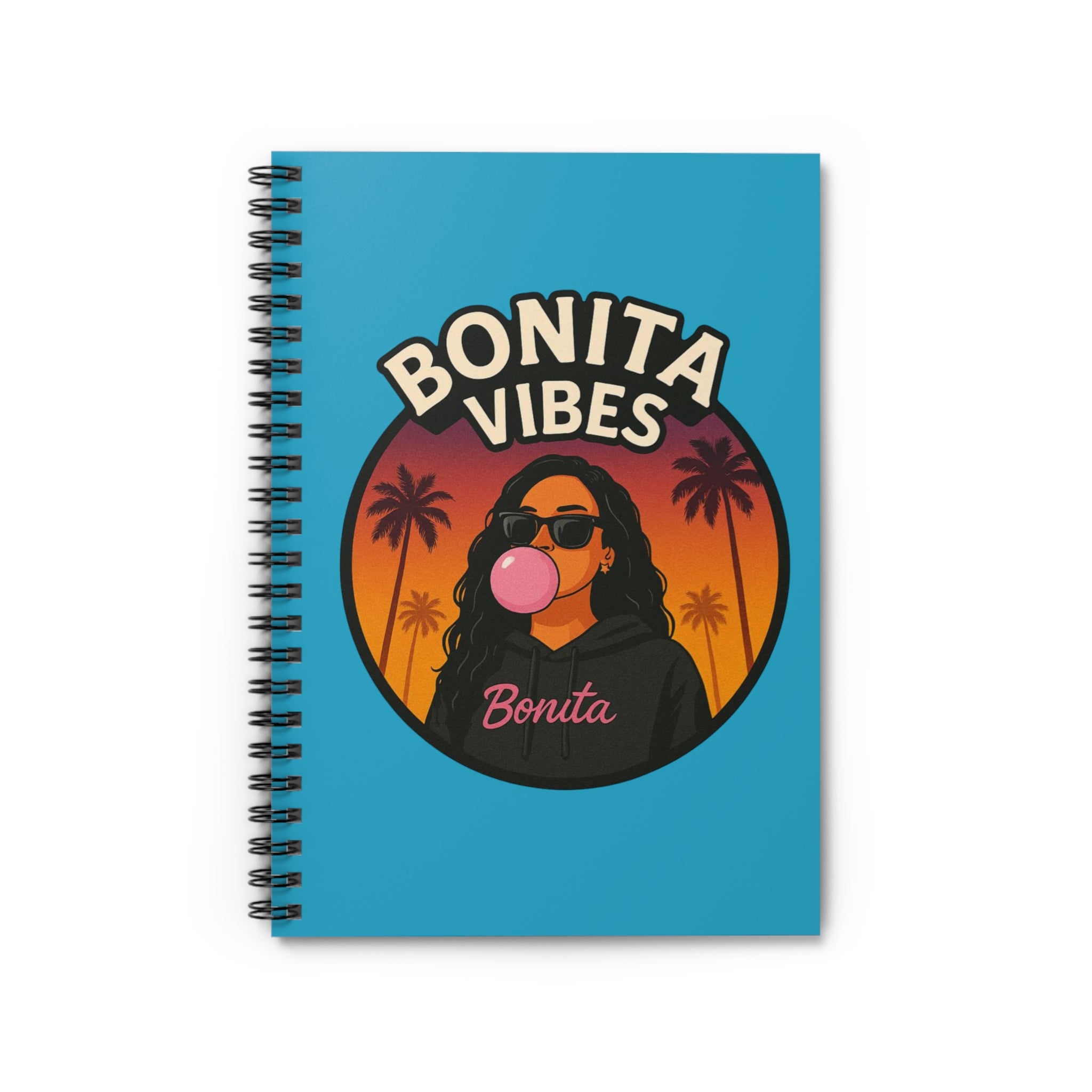 Bonita Vibes: Sunset Sway Spiral Turquoise Notebook - Perfect for Journaling, Note-taking, Summer Memories, Gift for Students, Trendy Stationery