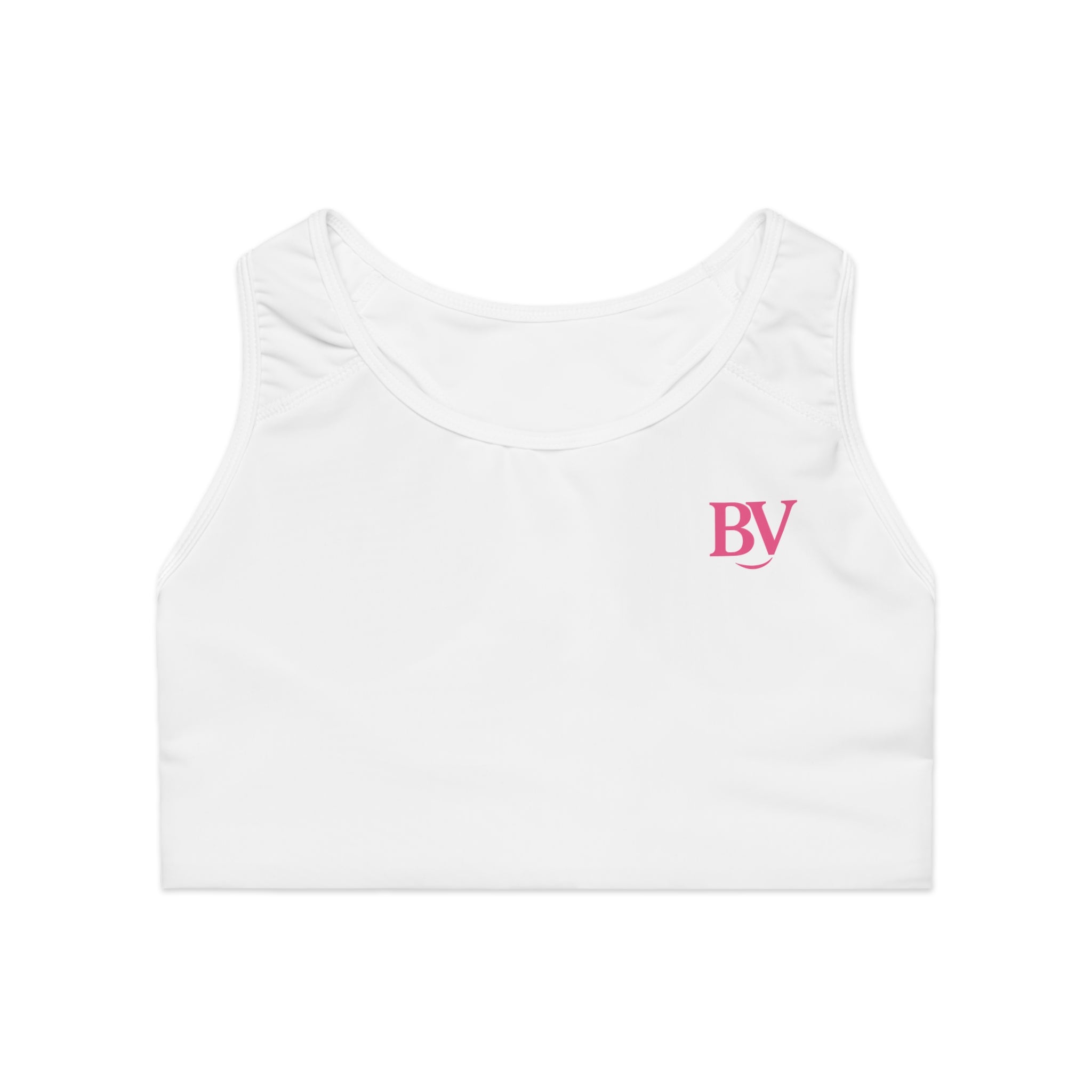 Bonita Vibes: BV Collection Stylish White Sports Bra for Active Women, Comfortable Workout Wear, Fitness Gift, Travel Ready, Adjustable Athletic Top