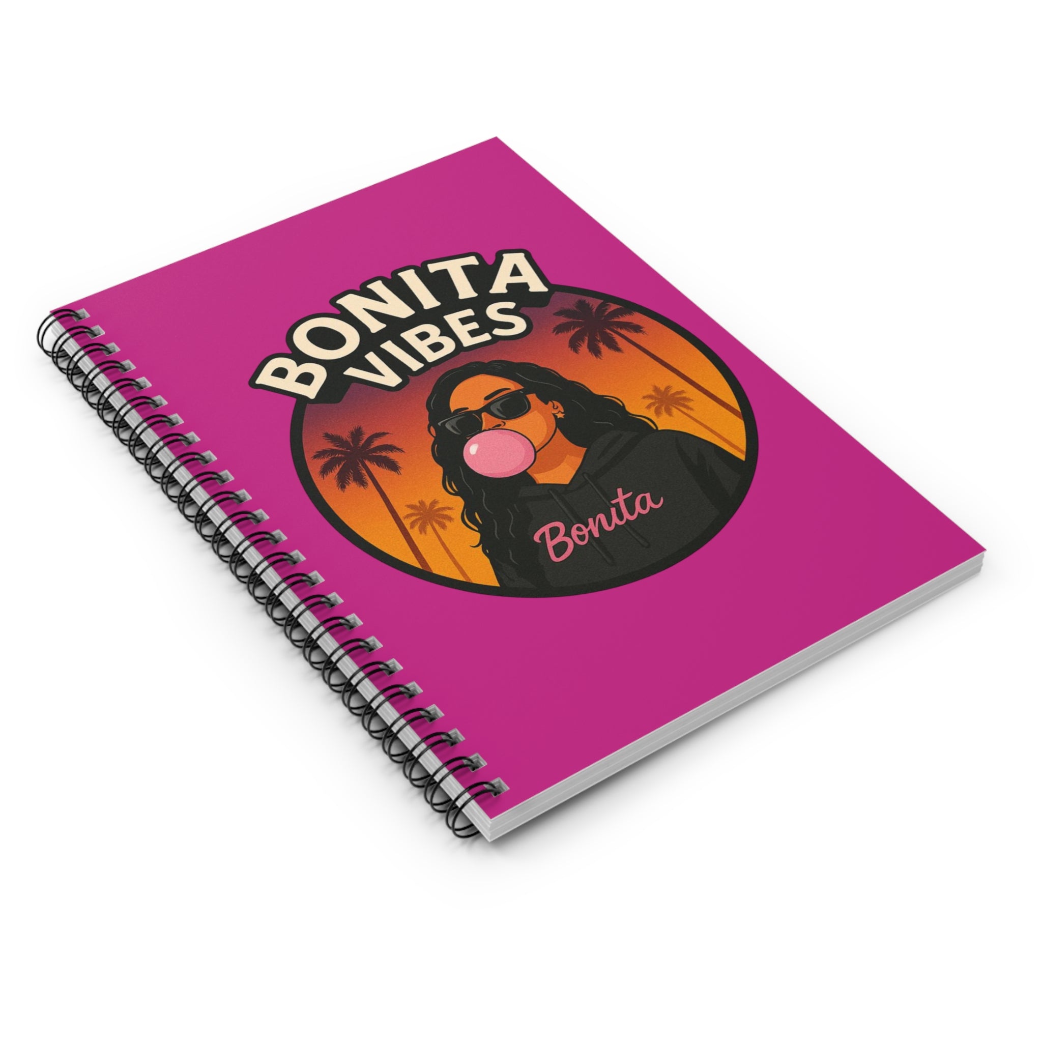 Bonita Vibes: Sunset Sway Spiral Pink Notebook - Perfect for Journaling, Note-taking, Summer Memories, Gift for Students, Trendy Stationery