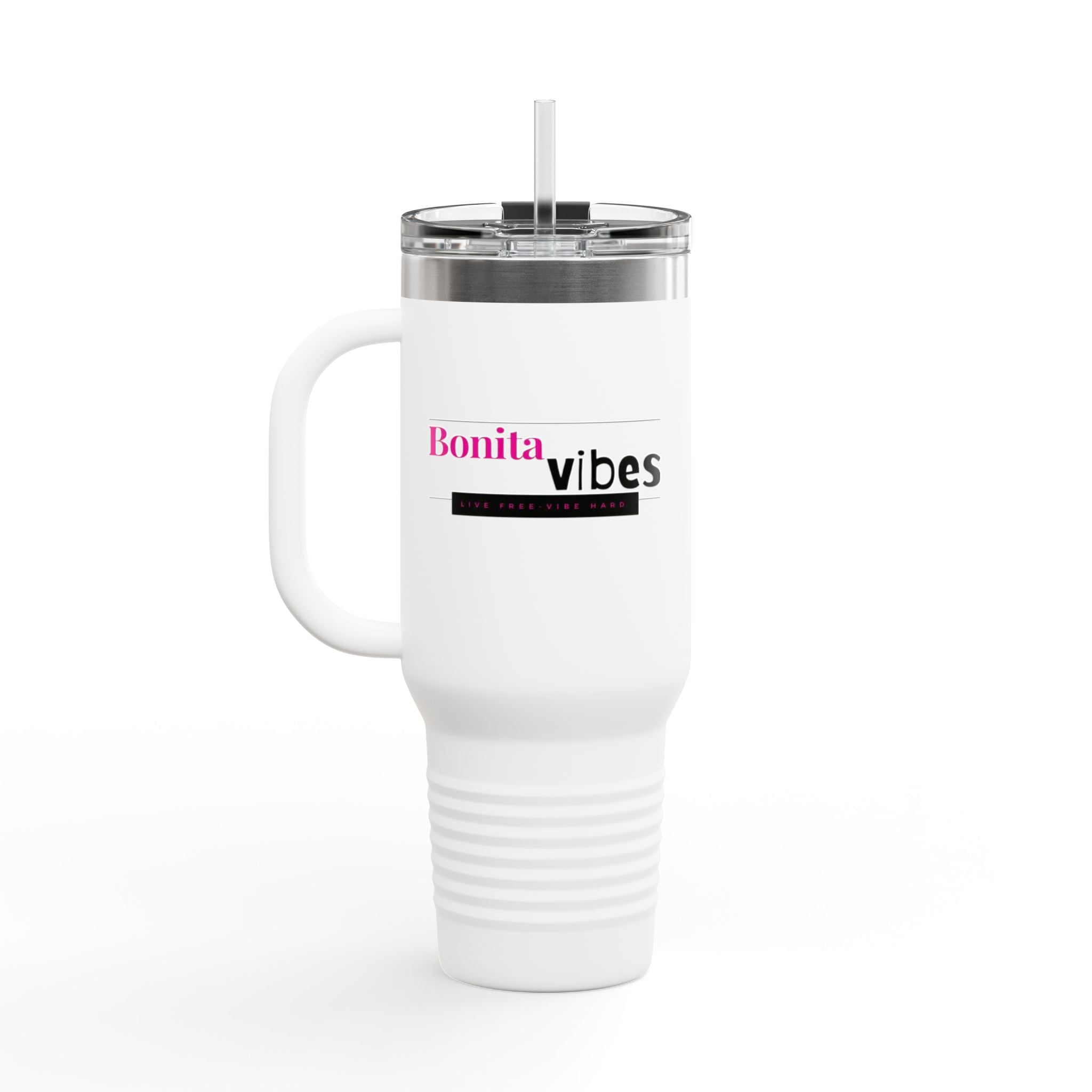 Bonita Vibes: VIBES UNLEASHED Stylish Travel Mug, 40oz - Perfect for Coffee Lovers, Gift for Her, Summer Picnics, On-the-Go Hydration, Personalized Travel Cup
