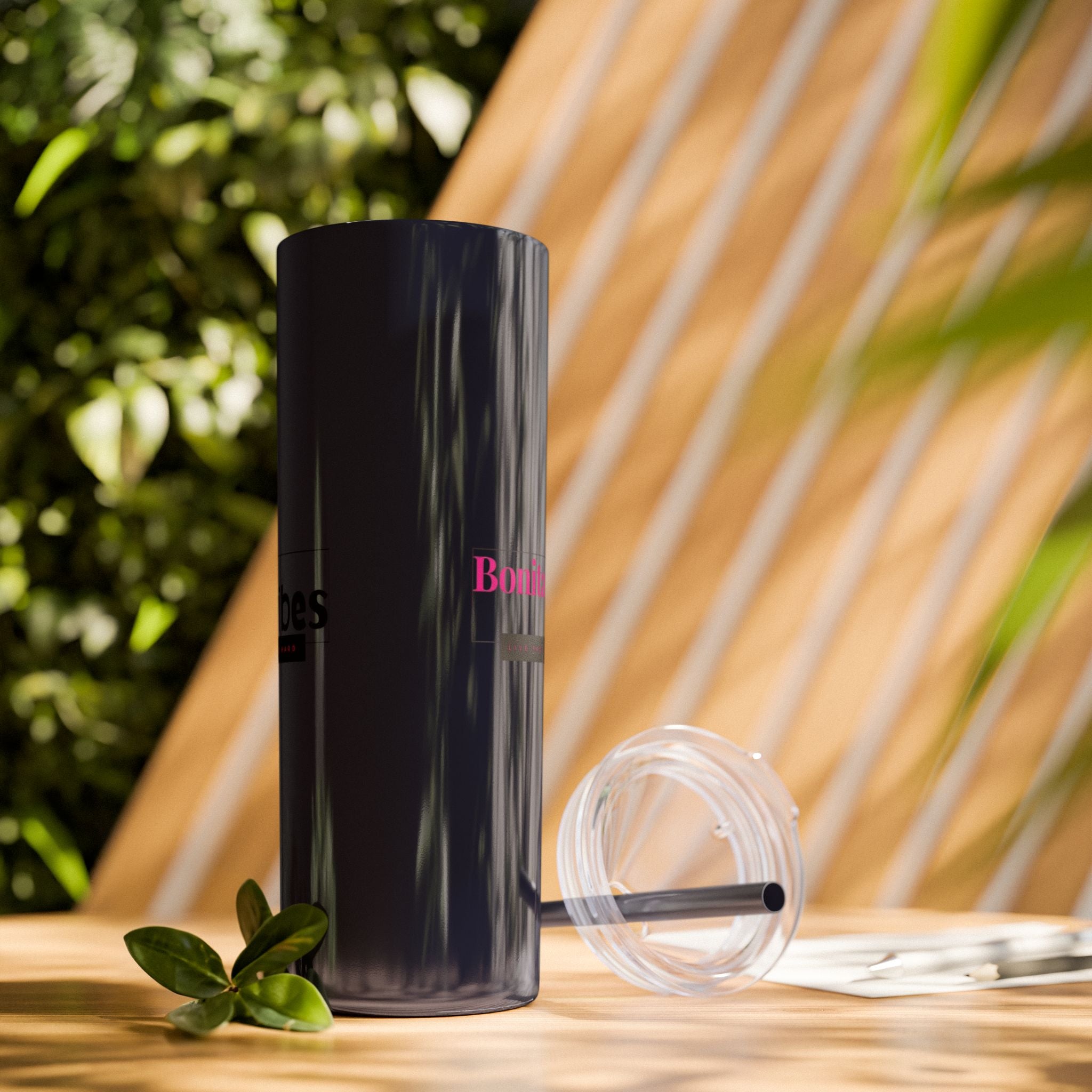 Bonita Vibes: VIBES UNLEASHED Stylish Skinny Tumbler, Perfect for Daily Hydration, Gifts, Home Office, Travel Mug, Summer Fun, Eco-Friendly Drinkware