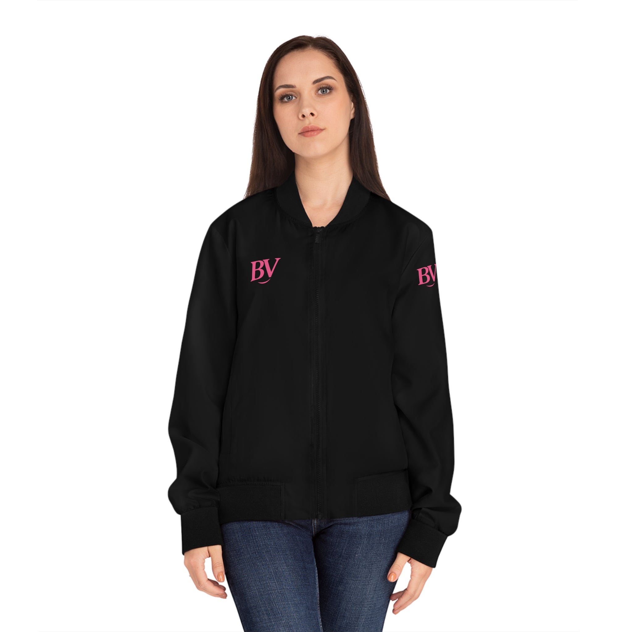 Bonita Vibes: BV Collection Women's Black Bomber Jacket, Trendy Outerwear, Casual Fashion, Gift for Her, Versatile Layering Piece