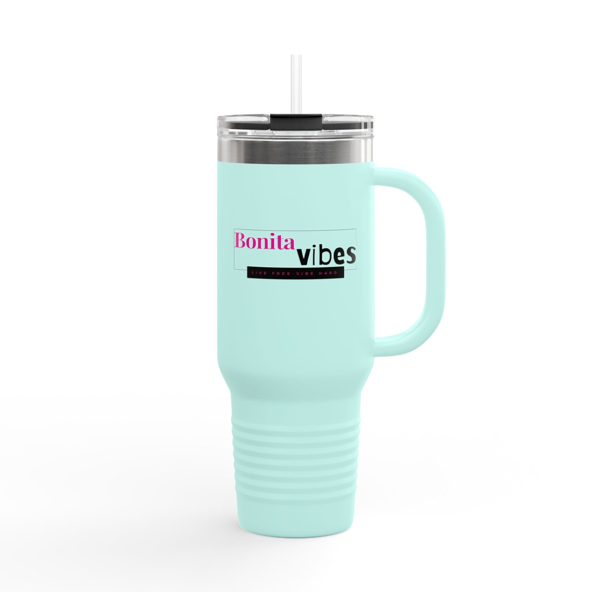Bonita Vibes: VIBES UNLEASHED Stylish Travel Mug, 40oz - Perfect for Coffee Lovers, Gift for Her, Summer Picnics, On-the-Go Hydration, Personalized Travel Cup