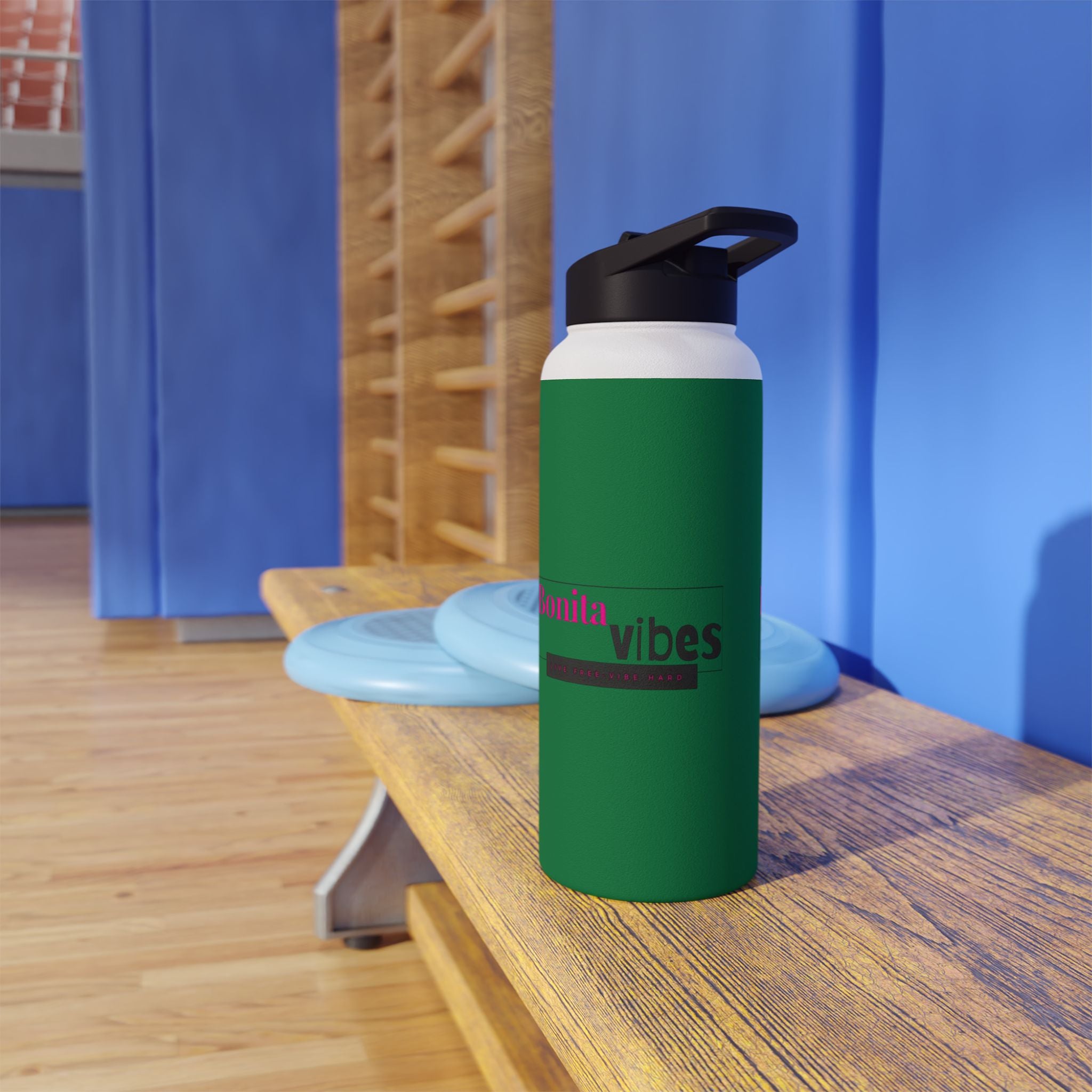 Bonita Vibes: VIBES UNLEASHED Stainless Steel Dark Green Water Bottle - Motivational Drink Container for Fitness, Travel, and Gifting, Eco-Friendly Hydration Vessel, [...]