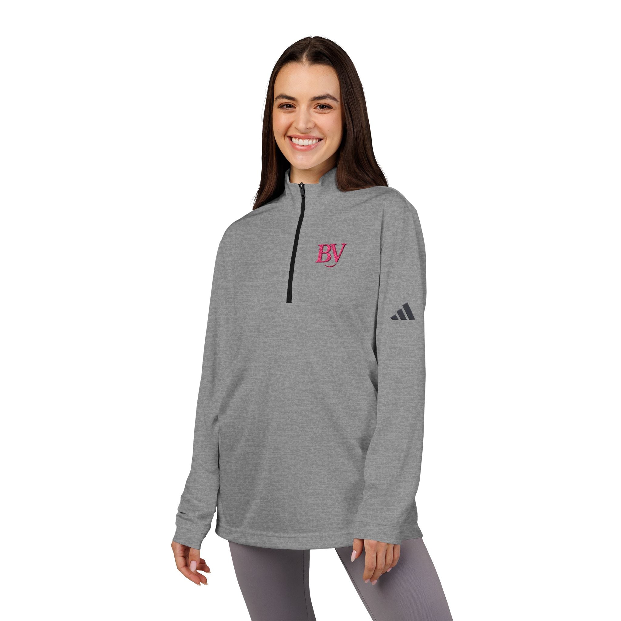 Bonita Vibes: BV Collection Adidas® Quarter-Zip Pullover, Embroidered Activewear, Fitness Apparel, Casual Stylish Layer, Sports Gear, Exercise Apparel