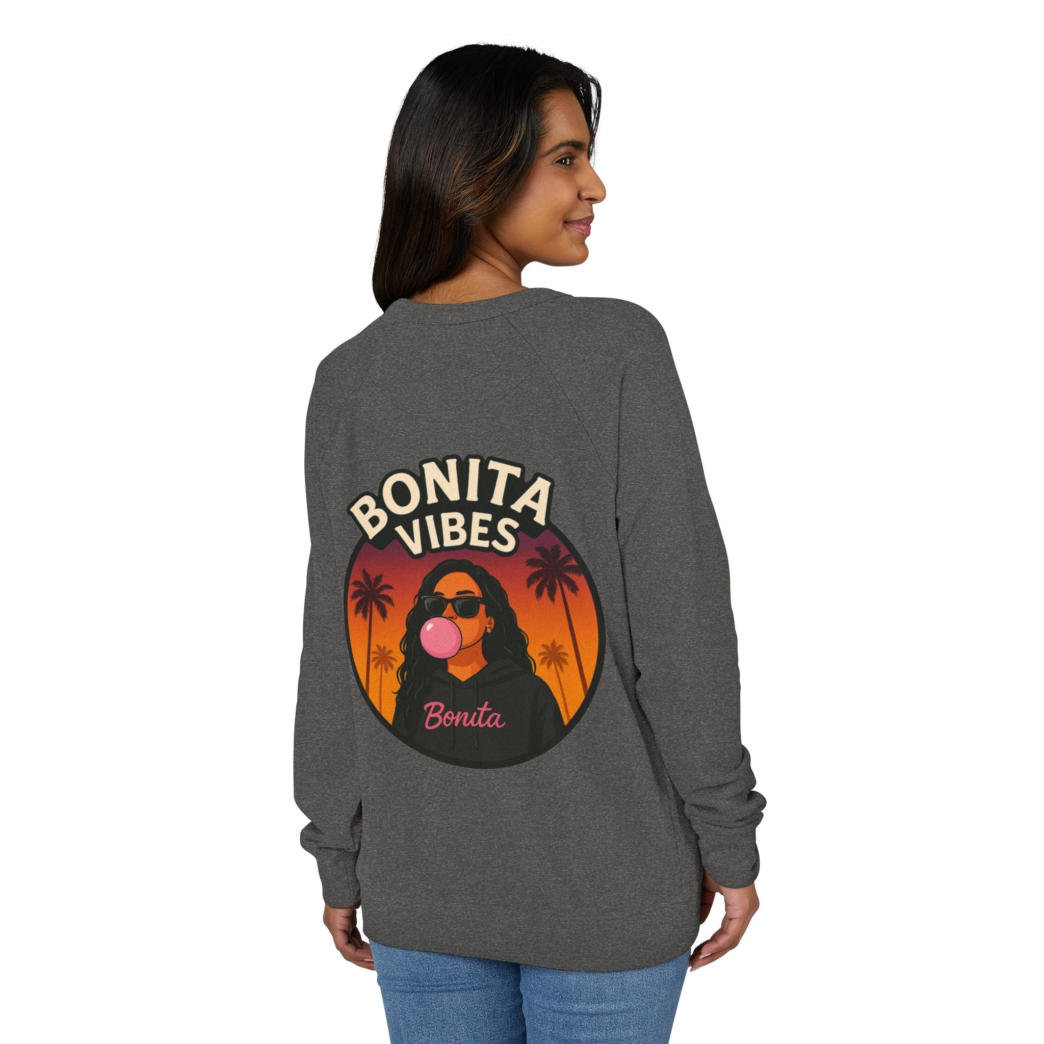 Bonita Vibes: Sunset Sway Crewneck Sweatshirt - Cozy Casual Wear, Gift for Her, Trendy Fashion, Summer Vibes, Graphic Sweater