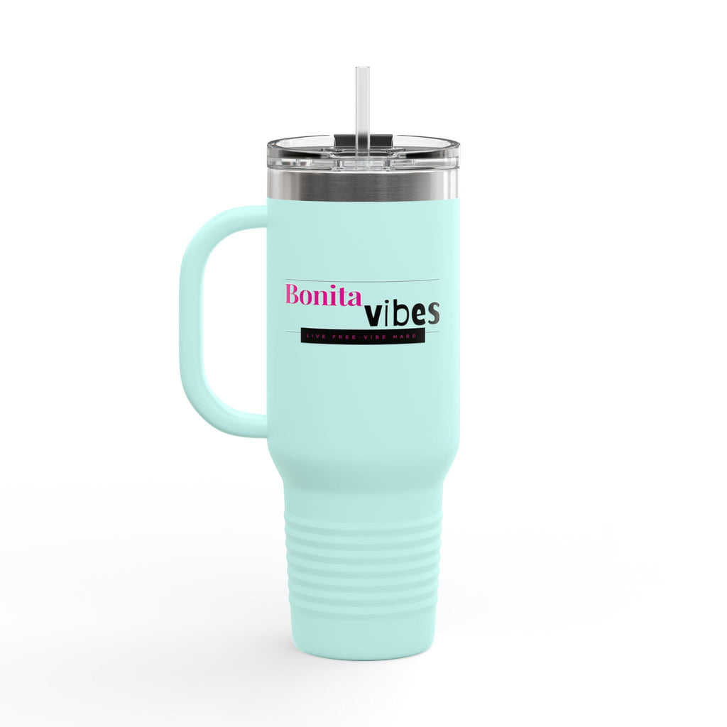 Bonita Vibes: VIBES UNLEASHED Stylish Travel Mug, 40oz - Perfect for Coffee Lovers, Gift for Her, Summer Picnics, On-the-Go Hydration, Personalized Travel Cup