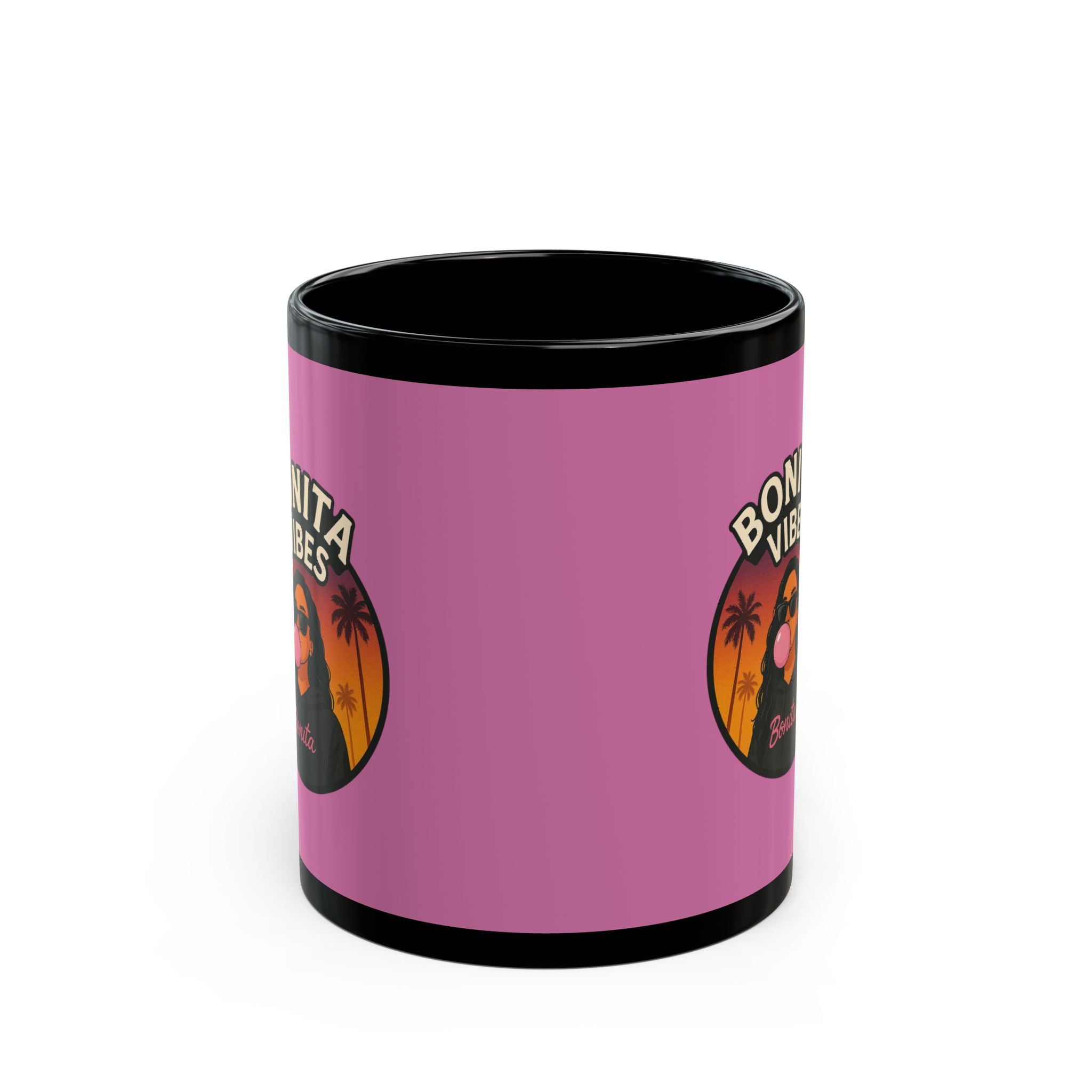 Bonita Vibes: Sunset Sway Light Pink Mug - Chill Coffee Cup, Stylish Drinkware, Gift for Her, Summer Vibes Mug, Fun Retro Mug