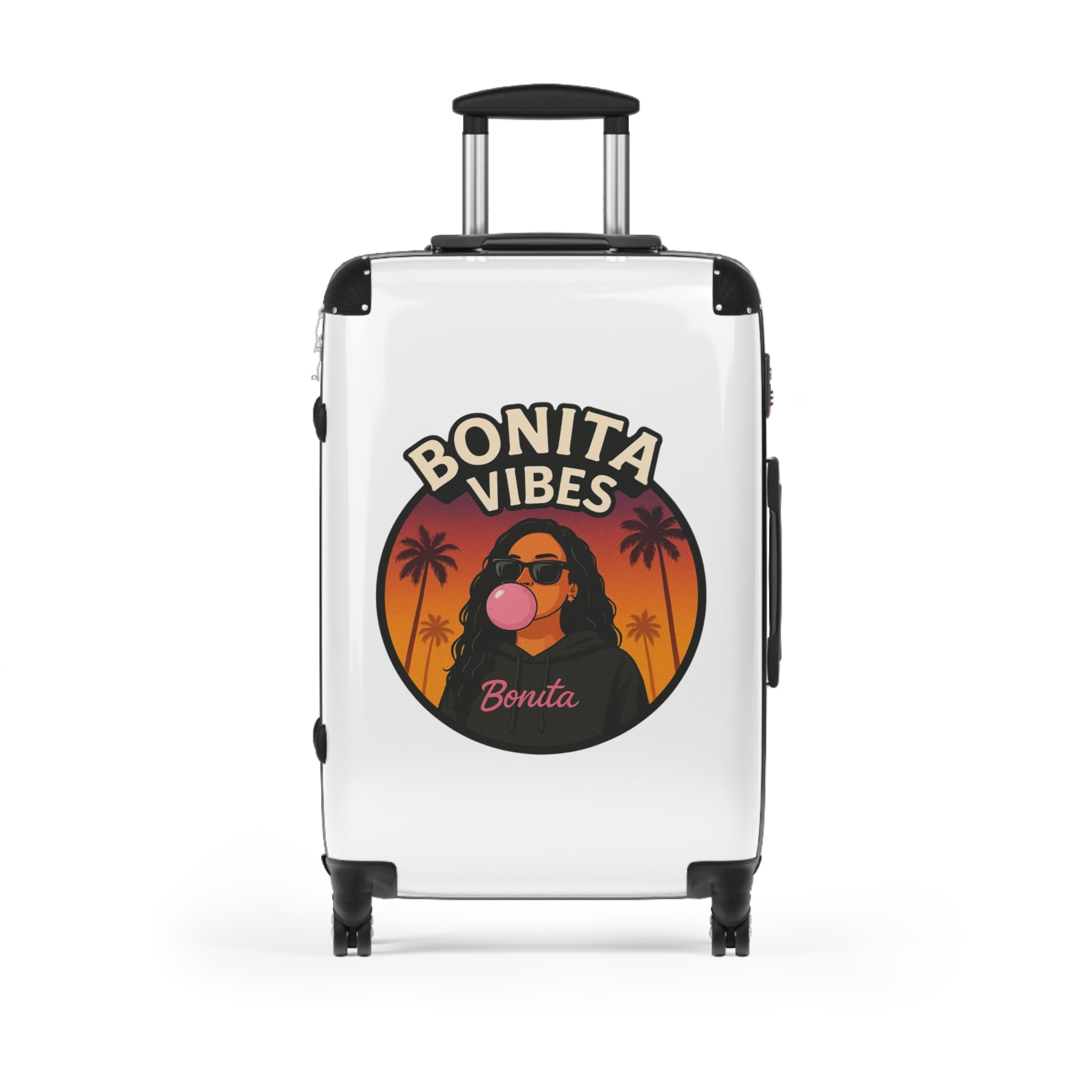 Bonita Vibes: Sunset Sway White Travel Luggage - Stylish Travel Carry-On, Perfect for Vacation, Weekend Getaways, Summer Adventures, Fashion Travel Bag