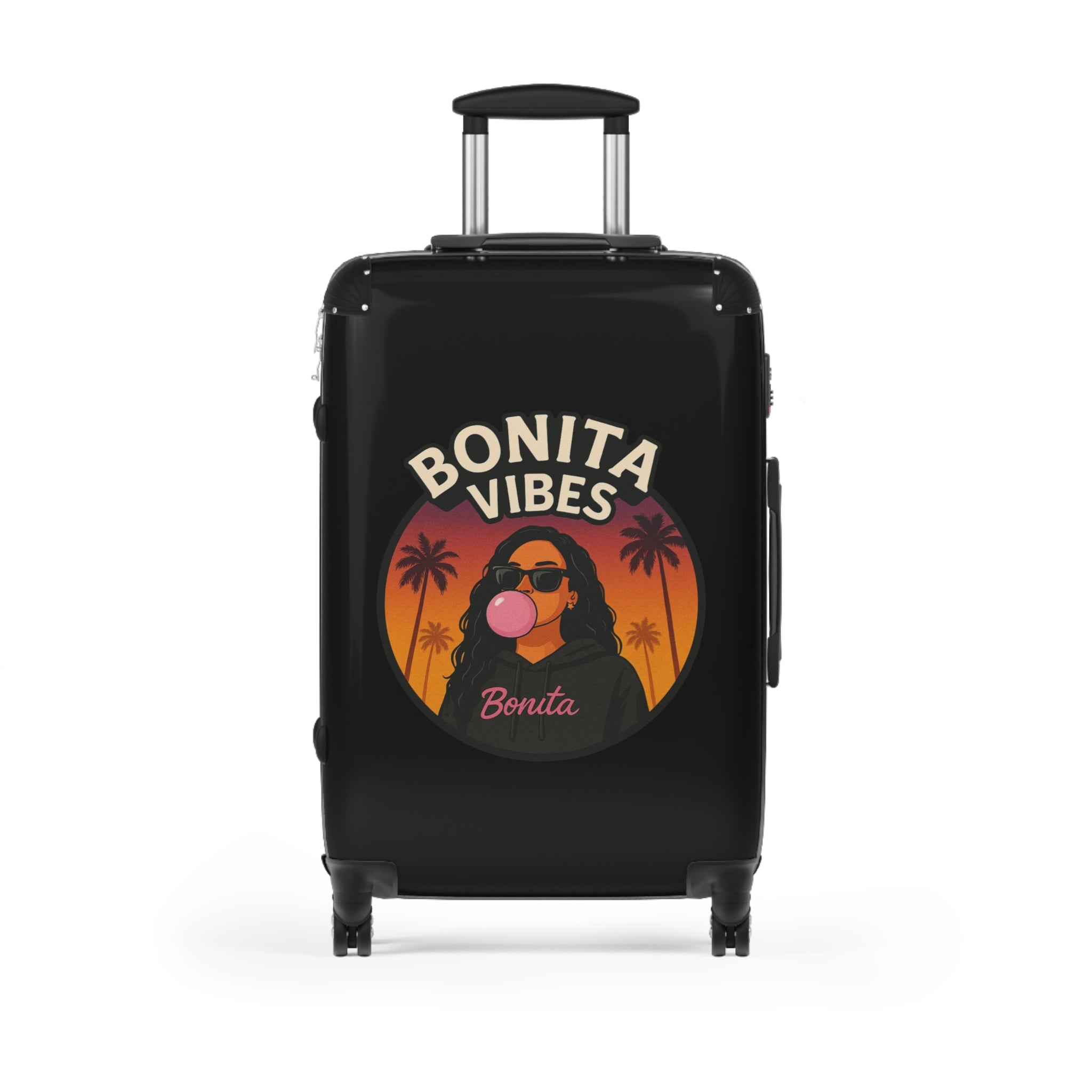 Bonita Vibes: Sunset Sway Black Travel Luggage - Stylish Travel Carry-On, Perfect for Vacation, Weekend Getaways, Summer Adventures, Fashion Travel Bag
