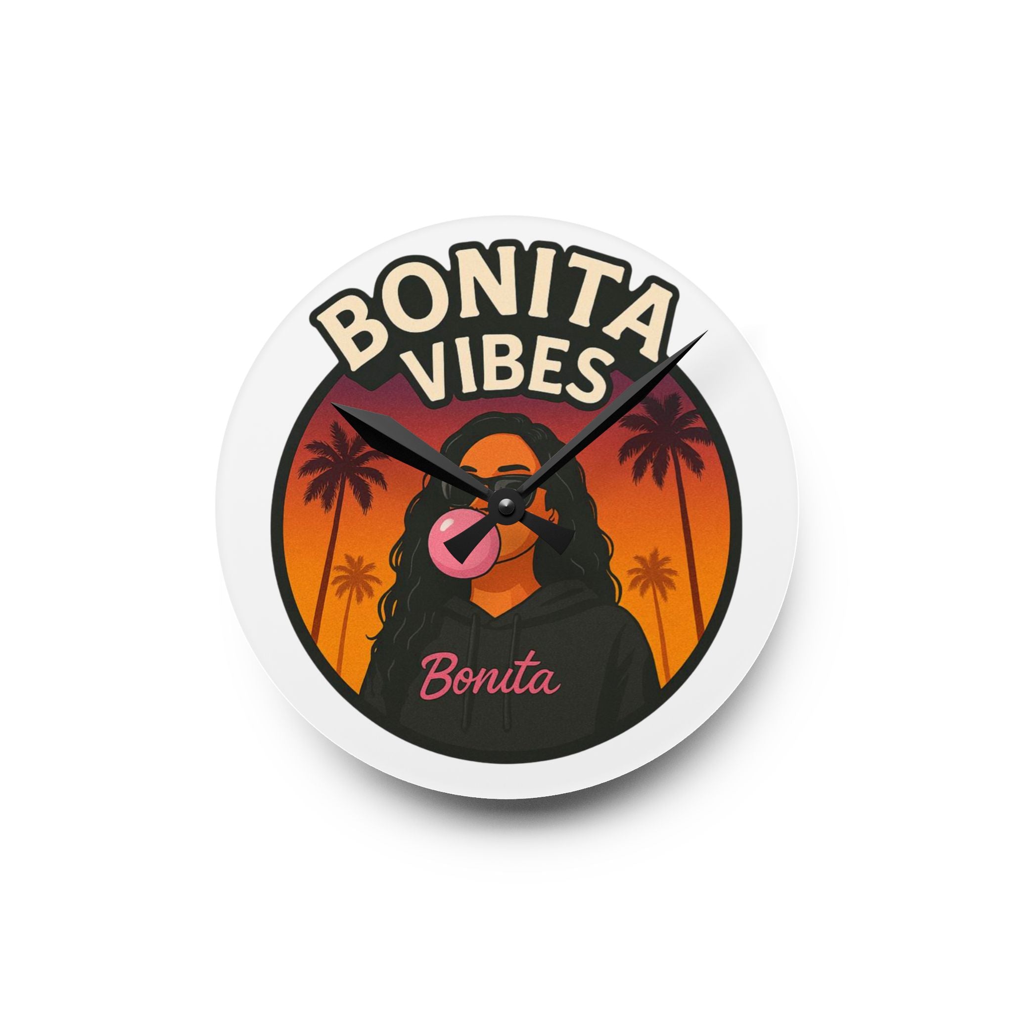 Bonita Vibes Acrylic Wall Clock | Home Decor, Unique Gift, Wall Art, Modern Clock, Stylish Timepiece