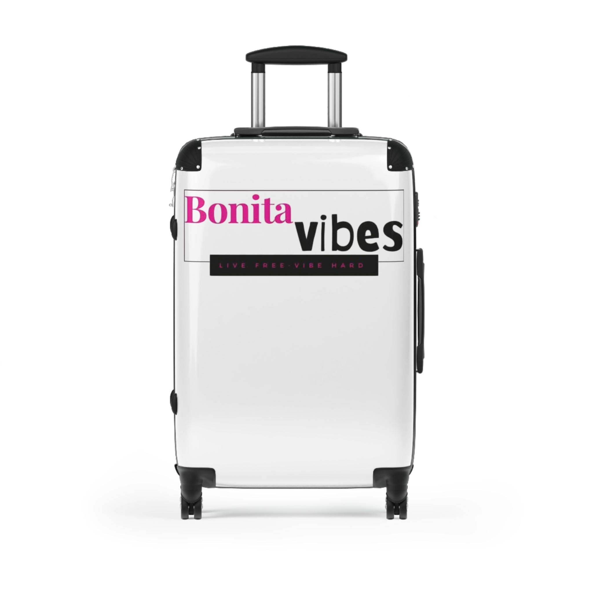 Bonita Vibes: VIBES UNLEASHED White Travel Luggage - Stylish Travel Carry-On, Perfect for Vacation, Weekend Getaways, Summer Adventures, Fashion Travel Bag