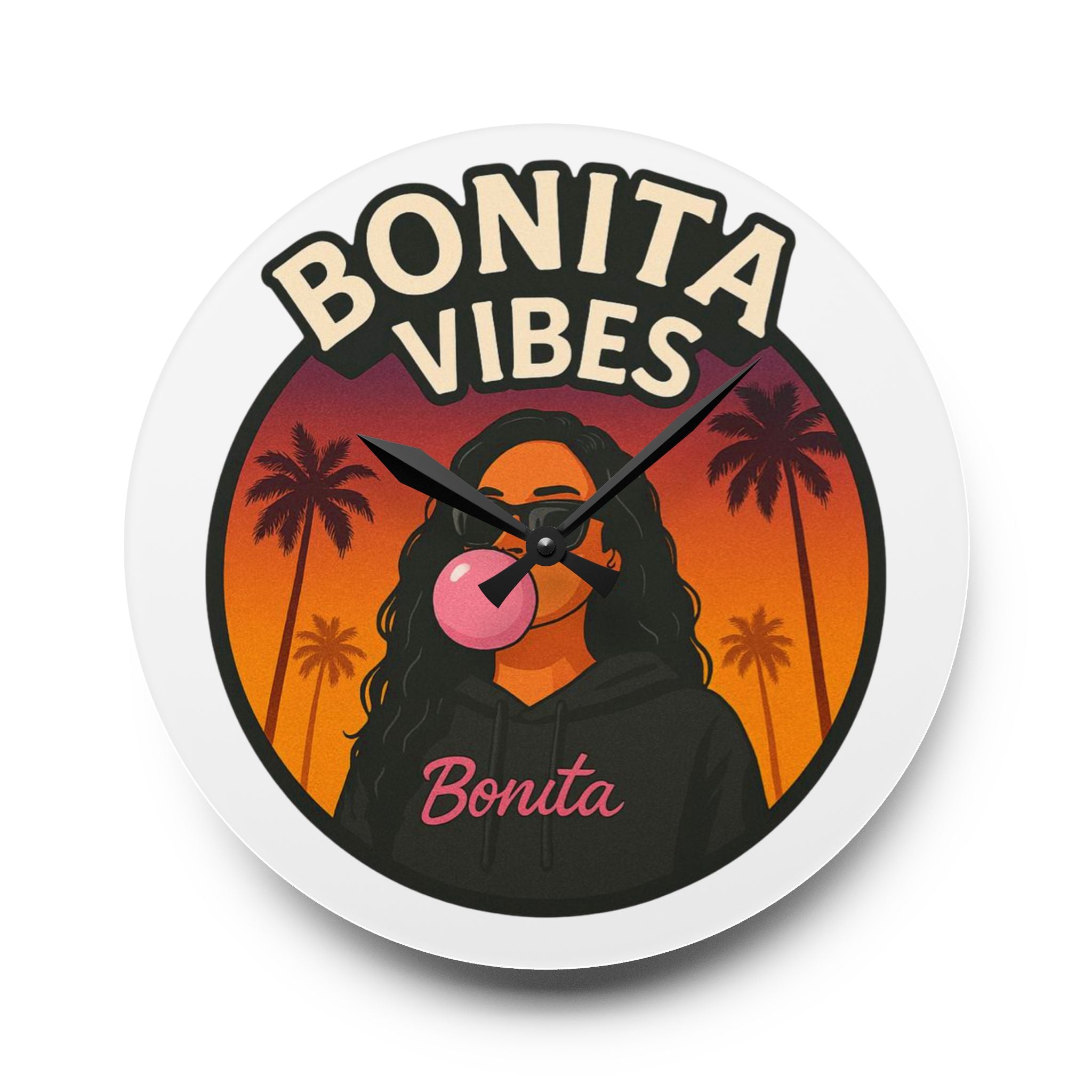 Bonita Vibes Acrylic Wall Clock | Home Decor, Unique Gift, Wall Art, Modern Clock, Stylish Timepiece