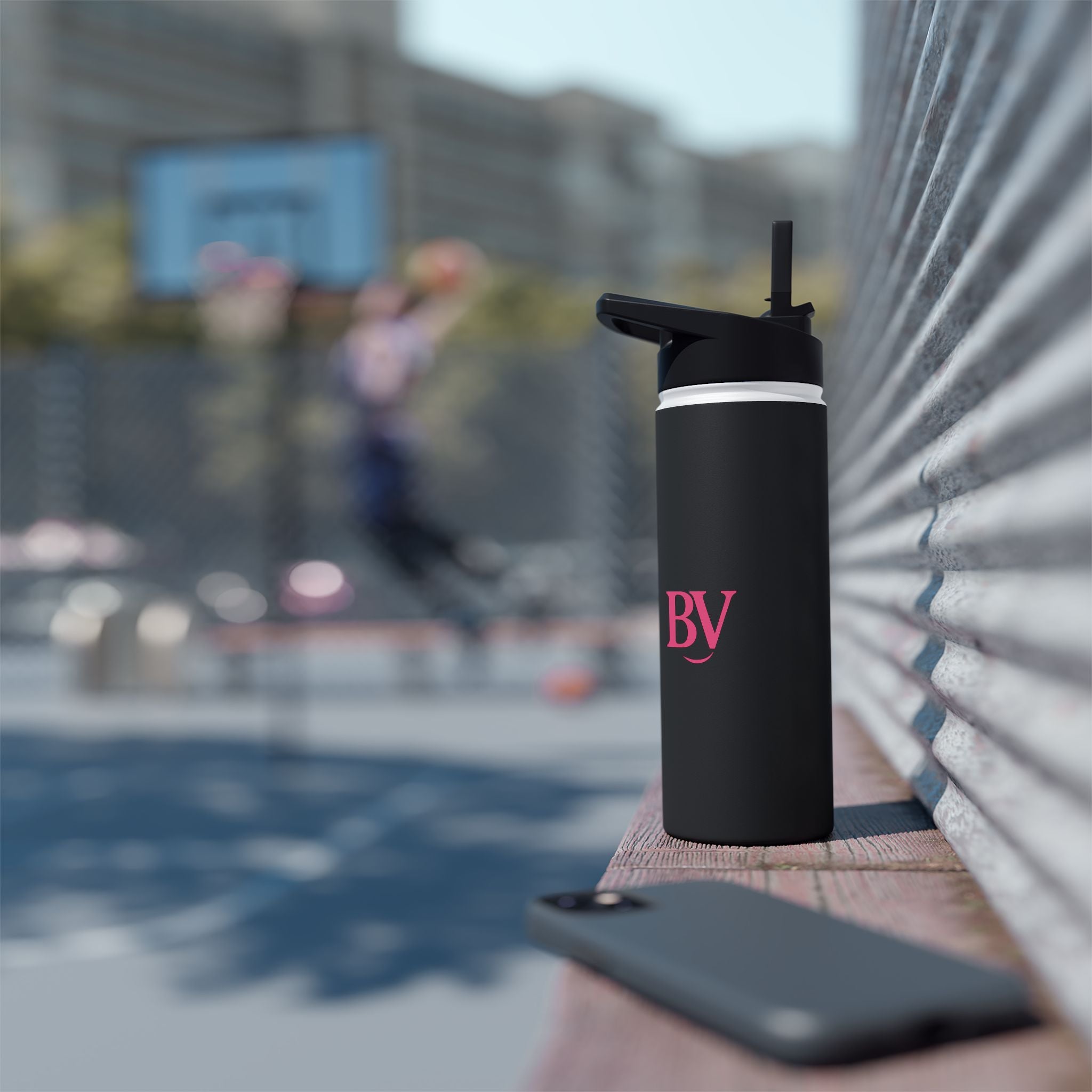 Bonita Vibes: BV Collection Stainless Steel Black Water Bottle, Drinkware for Everyday Adventures, Fitness, Gifts, Eco-Friendly Product
