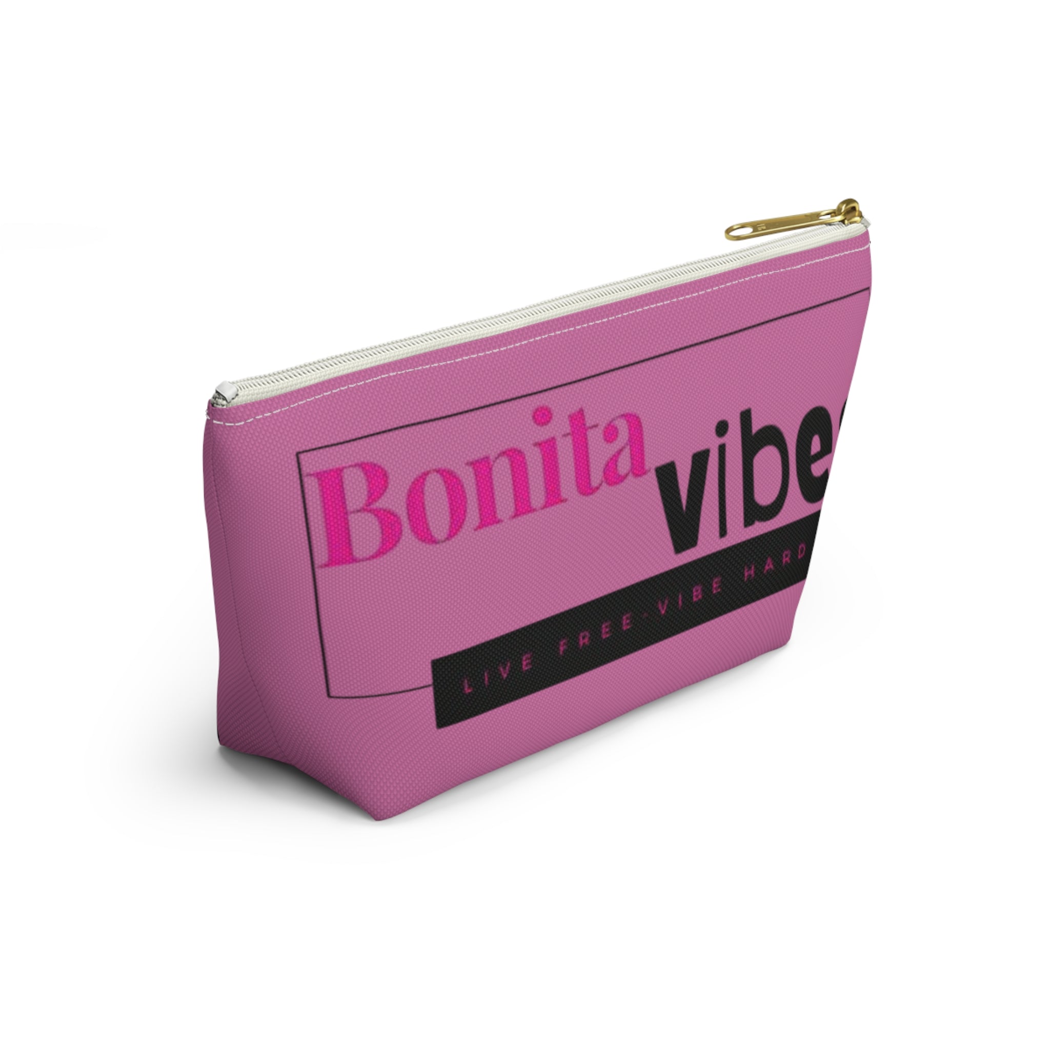 Bonita Vibes: VIBES UNLEASHED Light Pink Accessory Pouch | Stylish Makeup Bag, Travel Pouch, Trendy Organizer, Fun Gift, Summer Essentials