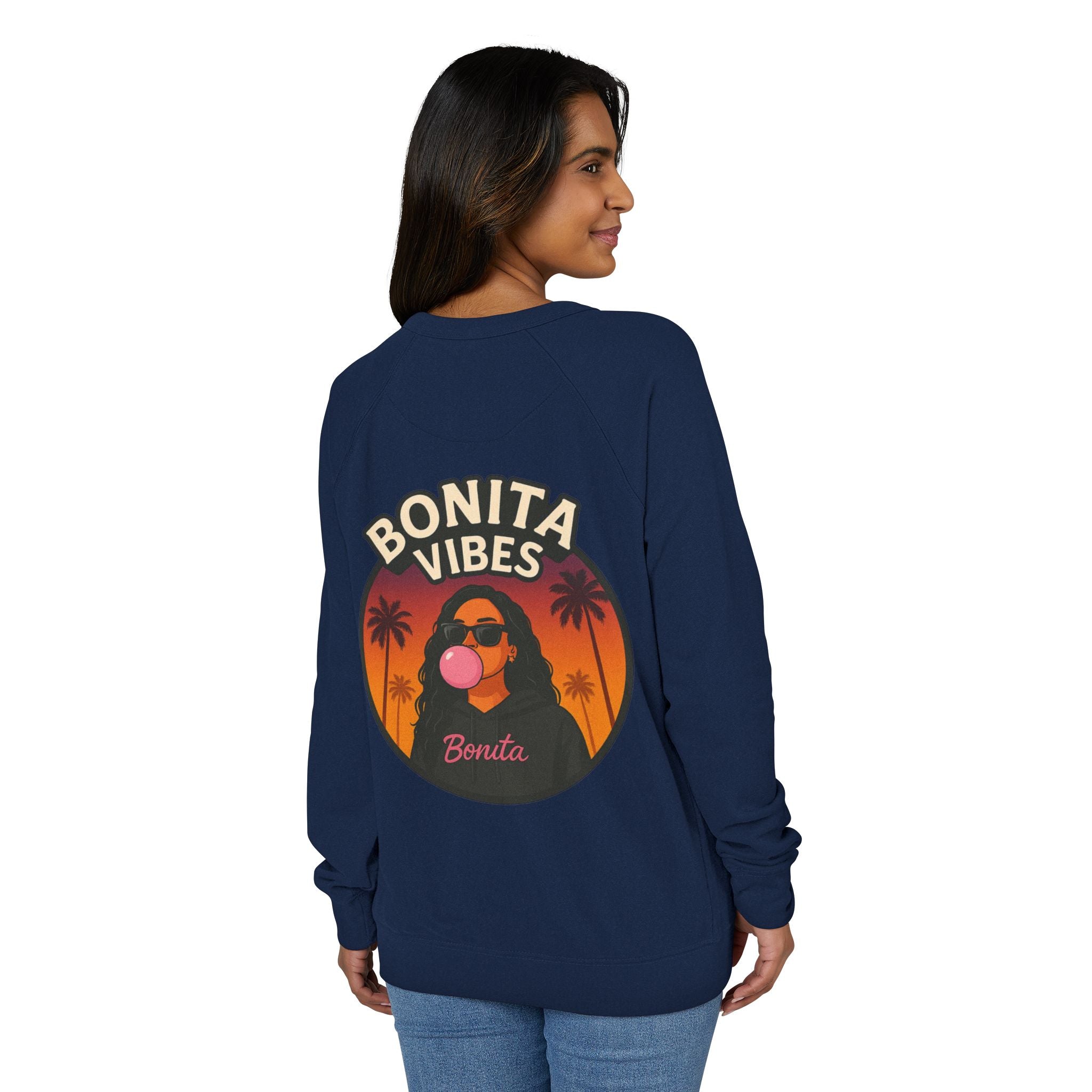 Bonita Vibes: Sunset Sway Crewneck Sweatshirt - Cozy Casual Wear, Gift for Her, Trendy Fashion, Summer Vibes, Graphic Sweater