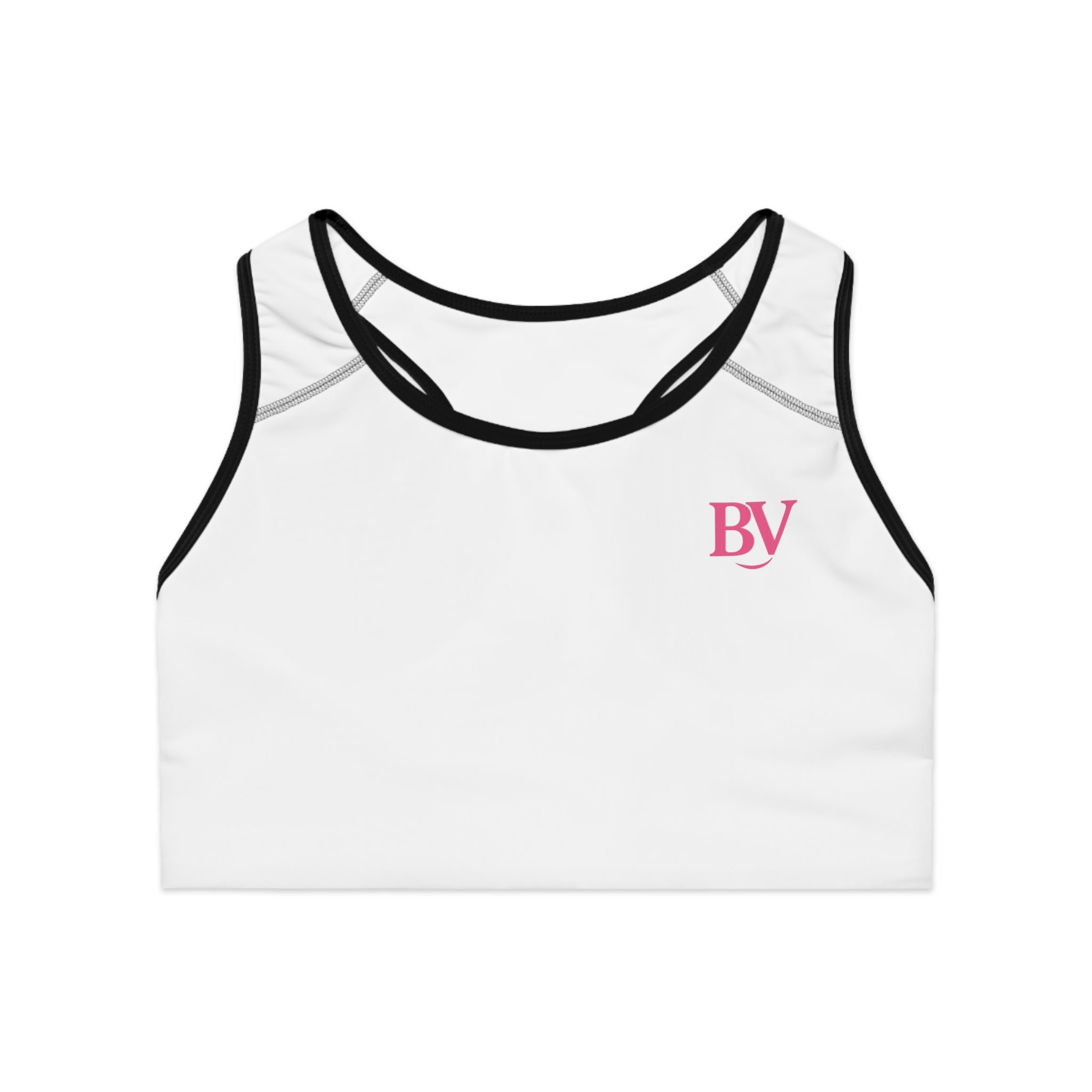 Bonita Vibes: BV Collection Stylish White Sports Bra for Active Women, Comfortable Workout Wear, Fitness Gift, Travel Ready, Adjustable Athletic Top