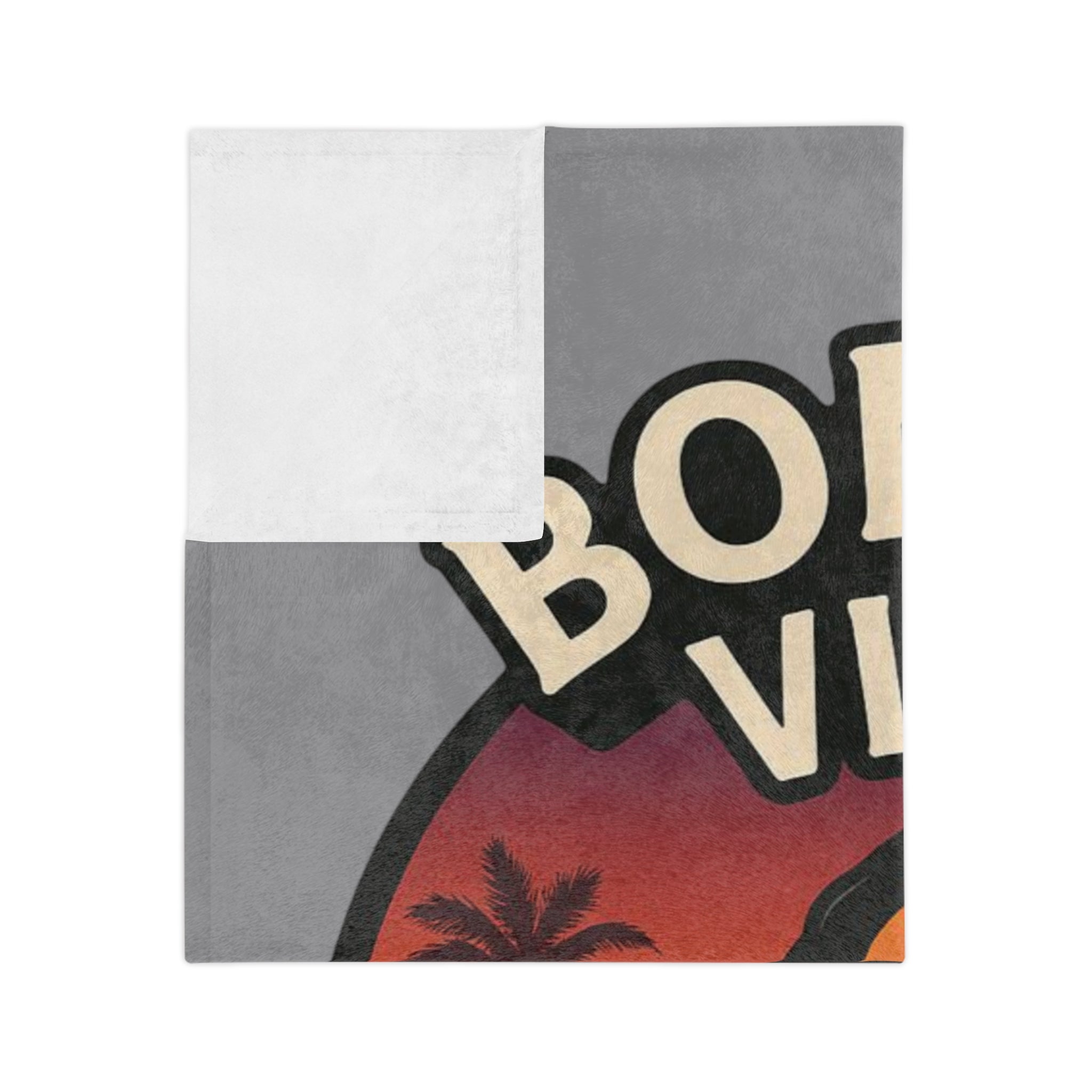 Bonita Vibes: Sunset Sway Grey Blanket, Cozy Velveteen Throw, Bohemian Home Decor, Gift for Her, Summer Vibes Decor, Pink Bubblegum Design