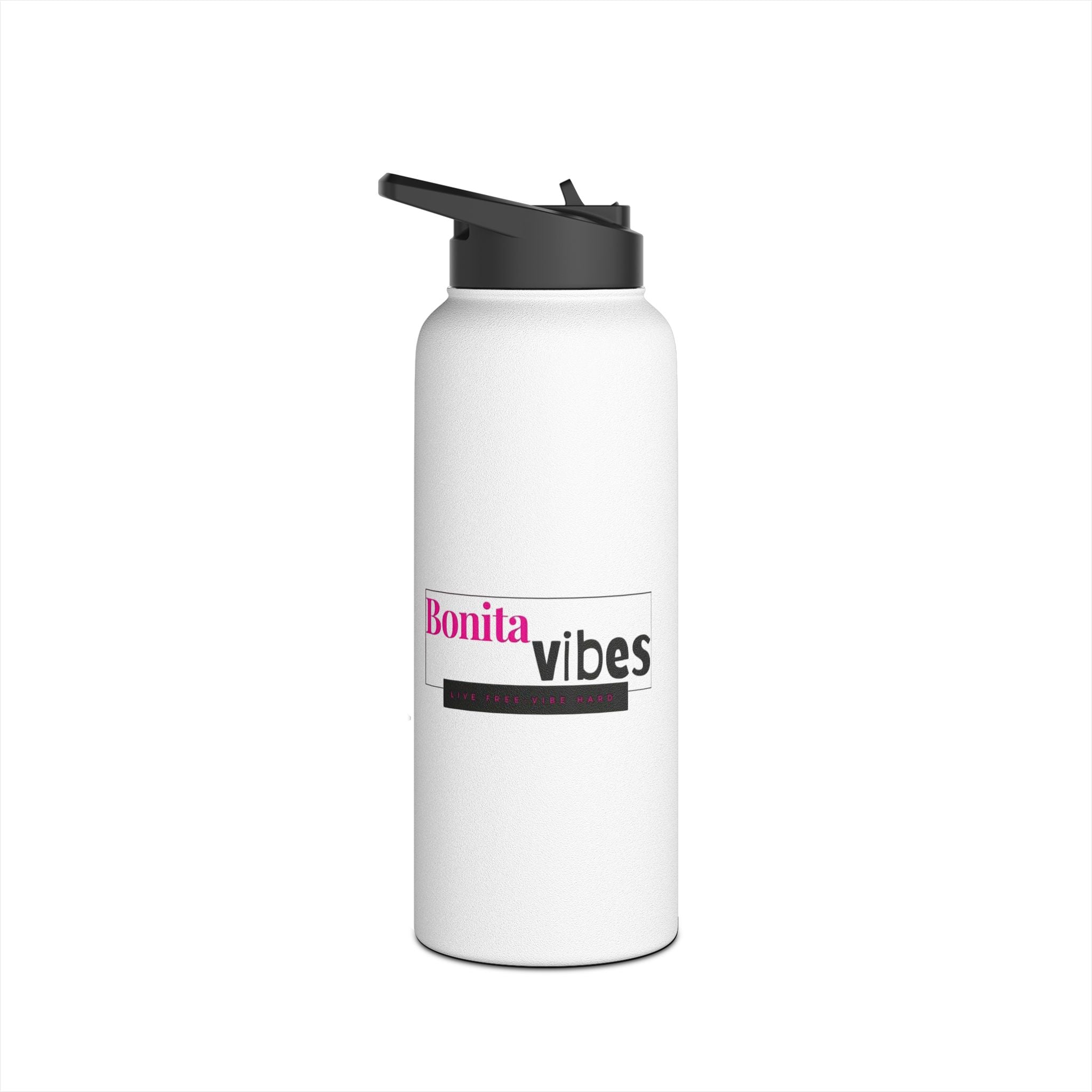 Bonita Vibes: VIBES UNLEASHED Stainless Steel White Water Bottle - Motivational Drink Container for Fitness, Travel, and Gifting, Eco-Friendly Hydration Vessel, [...]