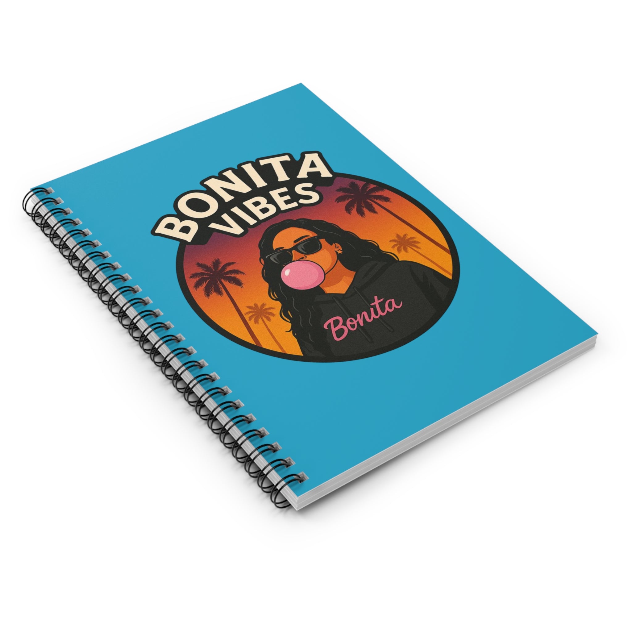 Bonita Vibes: Sunset Sway Spiral Turquoise Notebook - Perfect for Journaling, Note-taking, Summer Memories, Gift for Students, Trendy Stationery