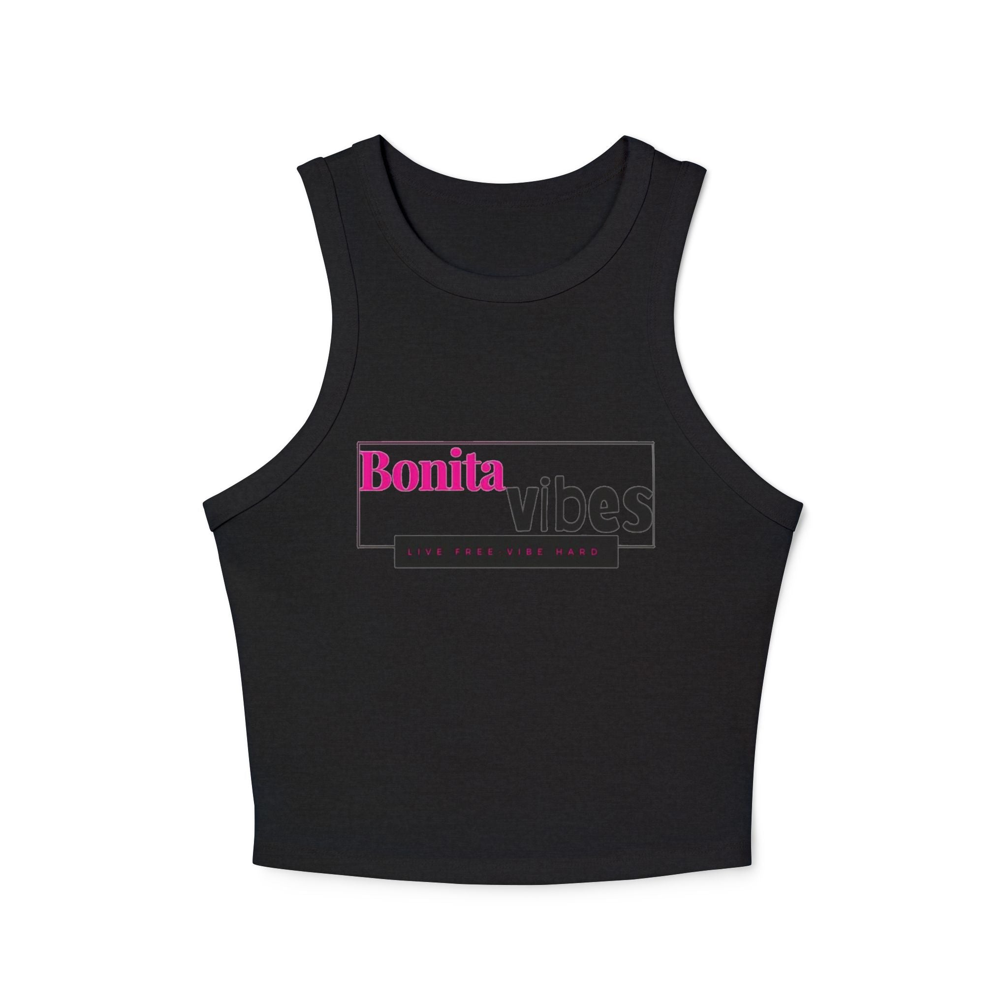 Bonita Vibes: VIBES UNLEASHED Women's Racer Tank Top, Comfortable Summer Top, Casual Wear, Beach Day Outfit, Gift for Her