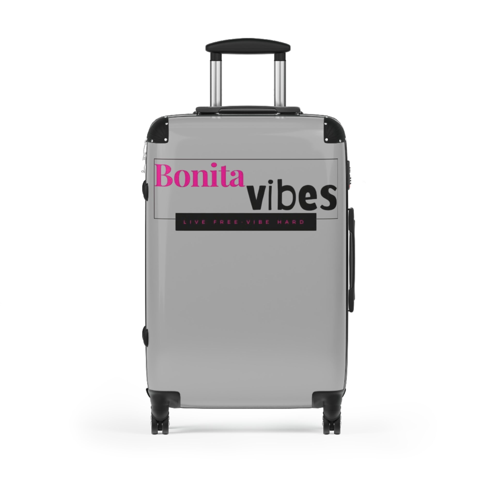 Bonita Vibes: VIBES UNLEASHED Light Grey Travel Luggage - Stylish Travel Carry-On, Perfect for Vacation, Weekend Getaways, Summer Adventures, Fashion Travel Bag
