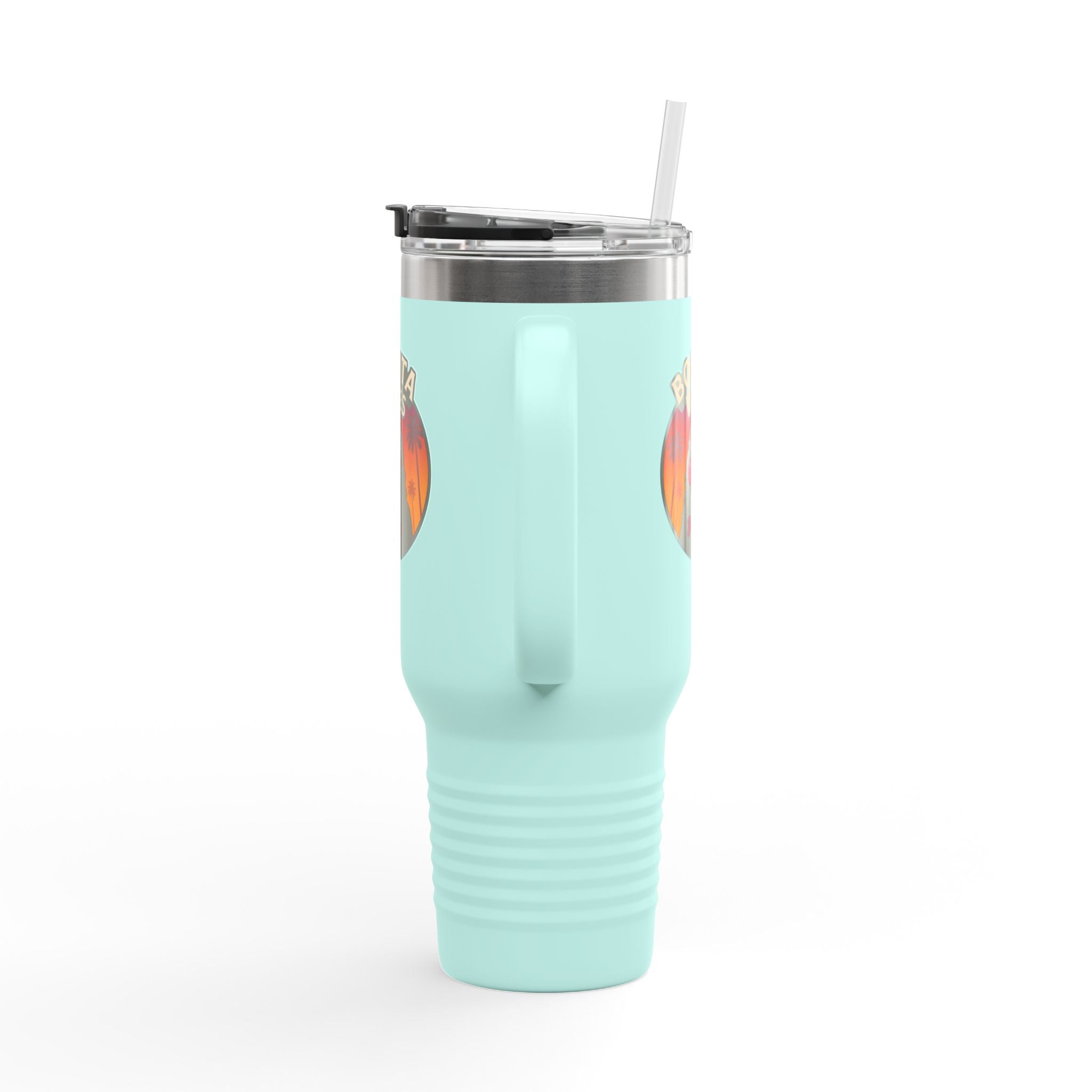 Bonita Vibes: Sunset Sway Insulated Travel Mug, 40oz | Perfect for Beach Lovers, Summer Travels, Tropical Themes, Outdoor Adventures, Gifts