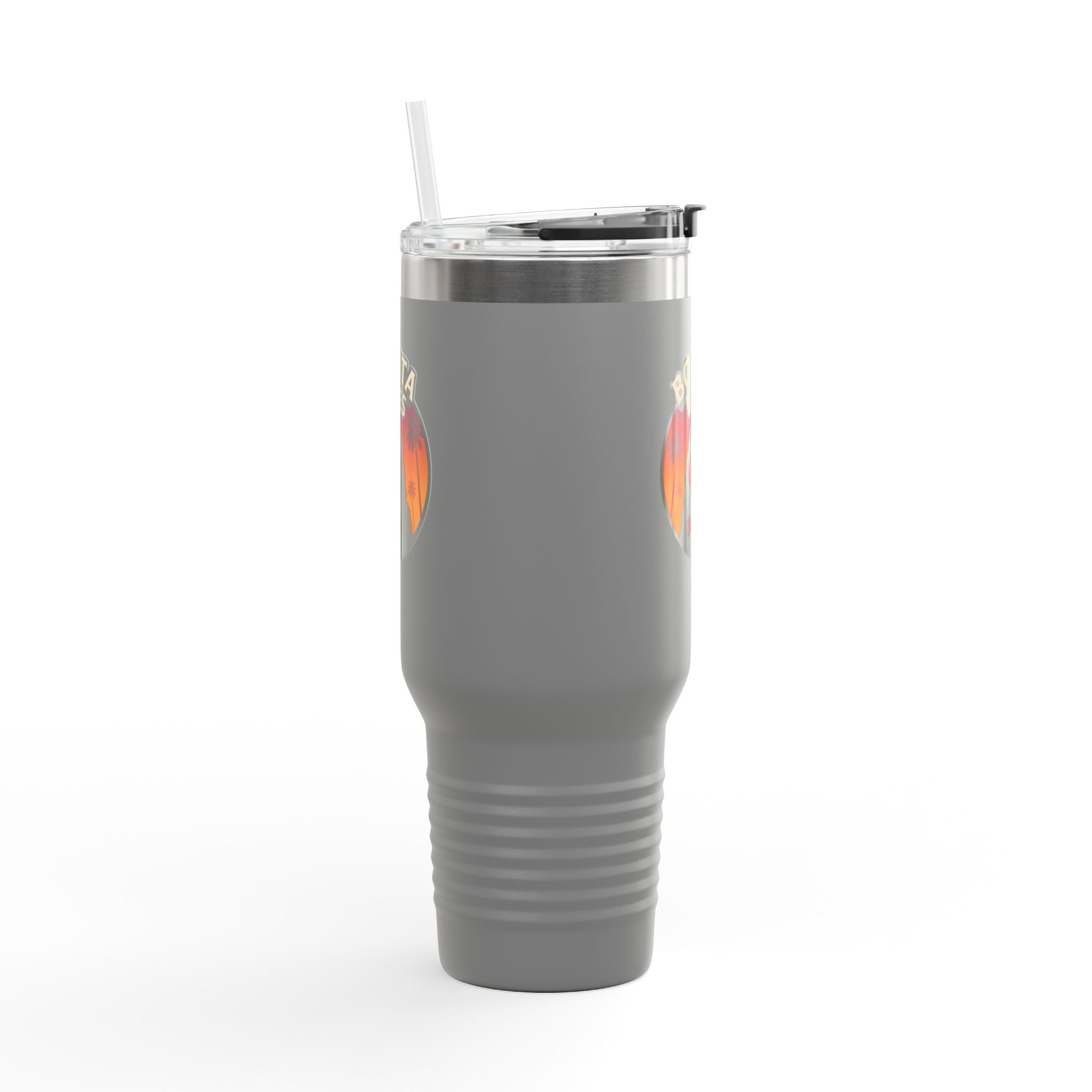 Bonita Vibes: Sunset Sway Insulated Travel Mug, 40oz | Perfect for Beach Lovers, Summer Travels, Tropical Themes, Outdoor Adventures, Gifts