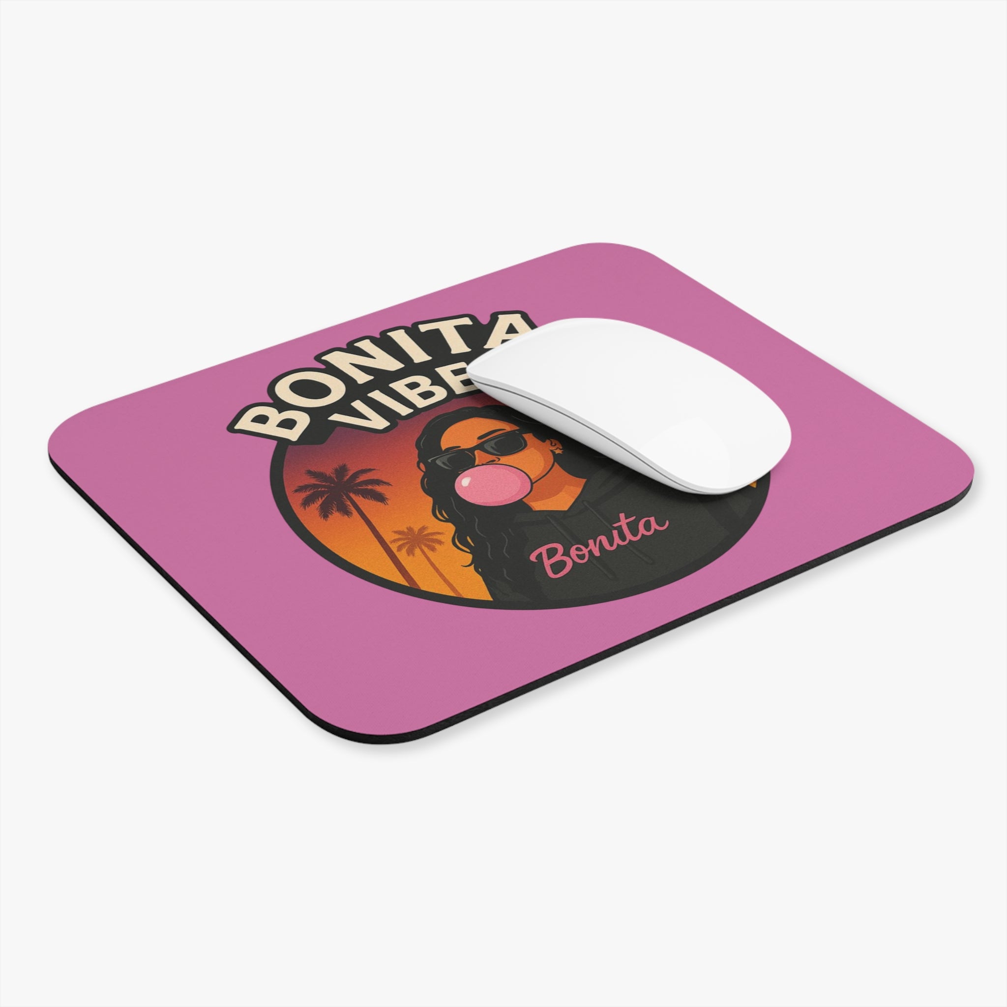 Bonita Vibes: Sunset Sway Light Pink Mouse Pad - Tropical Desk Accessory, Perfect Gift for Students, Office Decor, Trendy Workstation