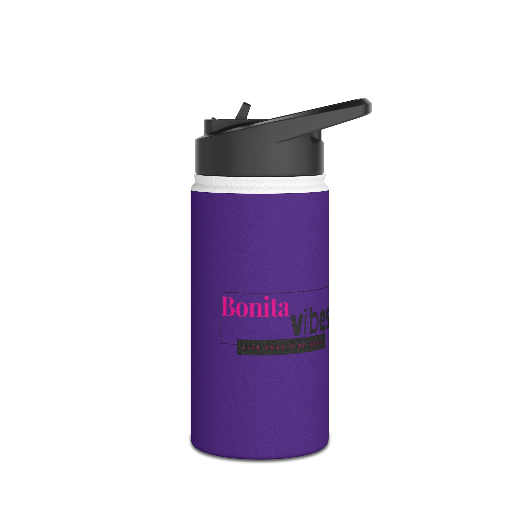 Bonita Vibes: VIBES UNLEASHED Stainless Steel Dark Purple Water Bottle - Motivational Drink Container for Fitness, Travel, and Gifting, Eco-Friendly Hydration Vessel, [...]