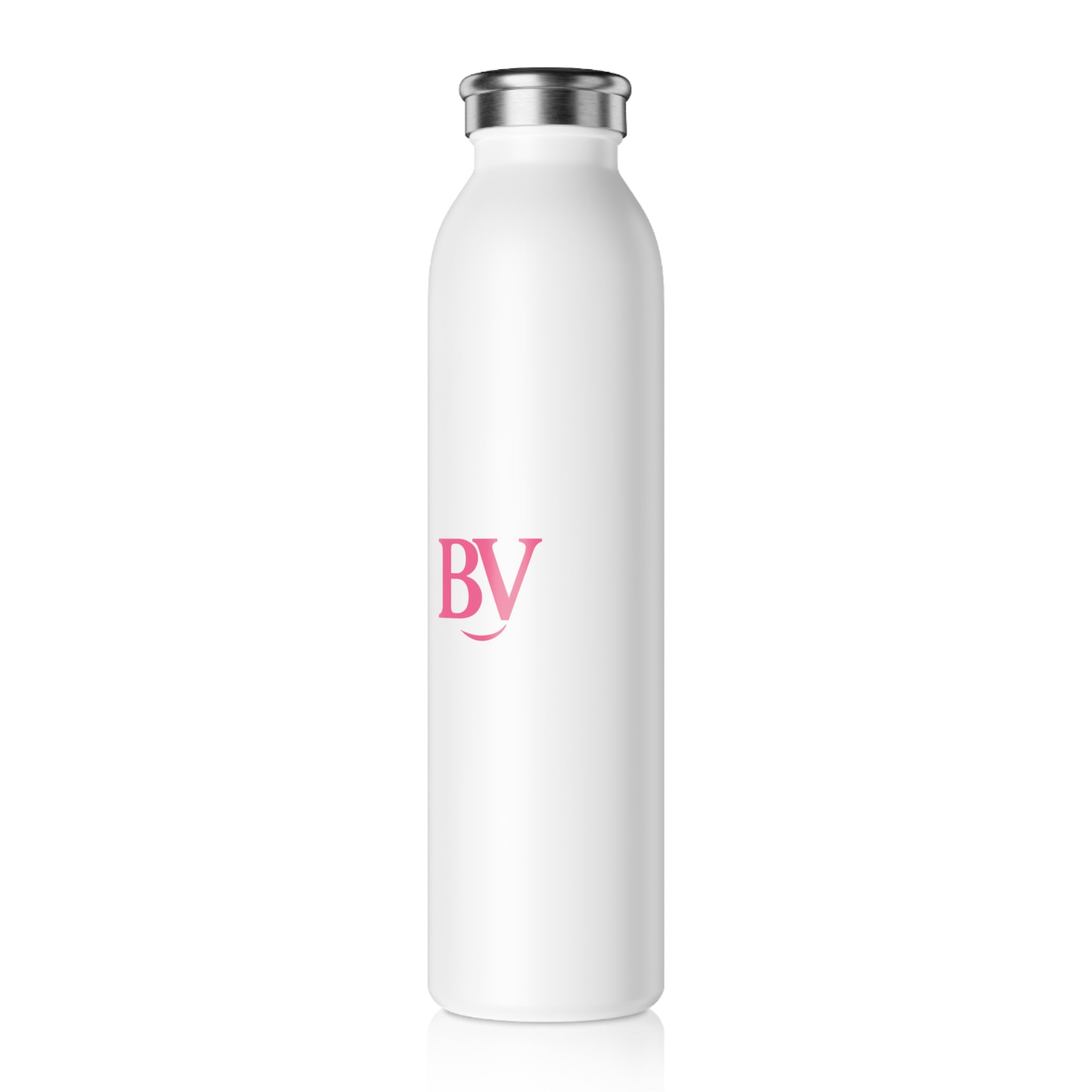 Bonita Vibes: BV Collection Elegant White Slim Water Bottle | Stylish Hydration for Yoga, Gym, Travel, Personalized Gift, Eco-Friendly