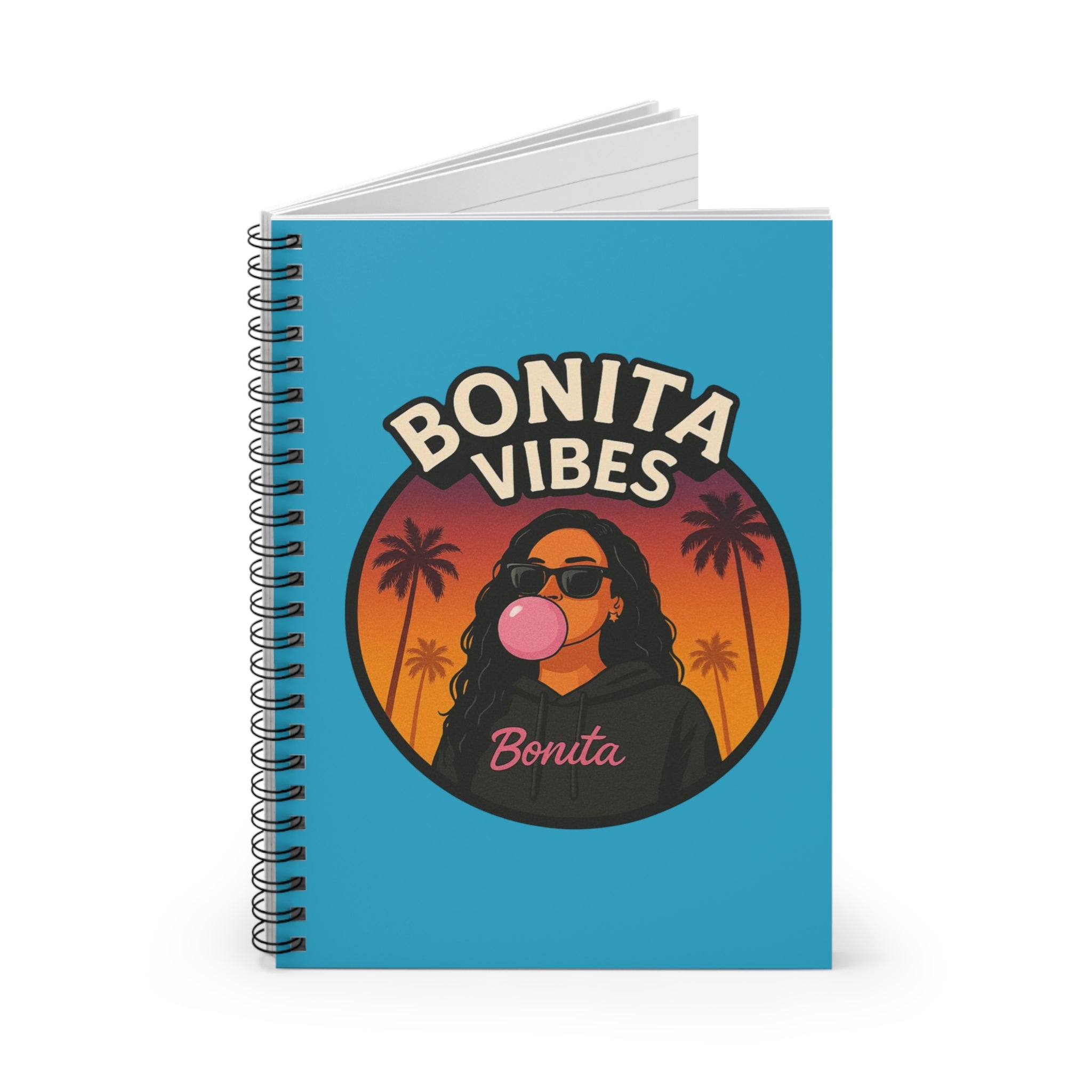 Bonita Vibes: Sunset Sway Spiral Turquoise Notebook - Perfect for Journaling, Note-taking, Summer Memories, Gift for Students, Trendy Stationery