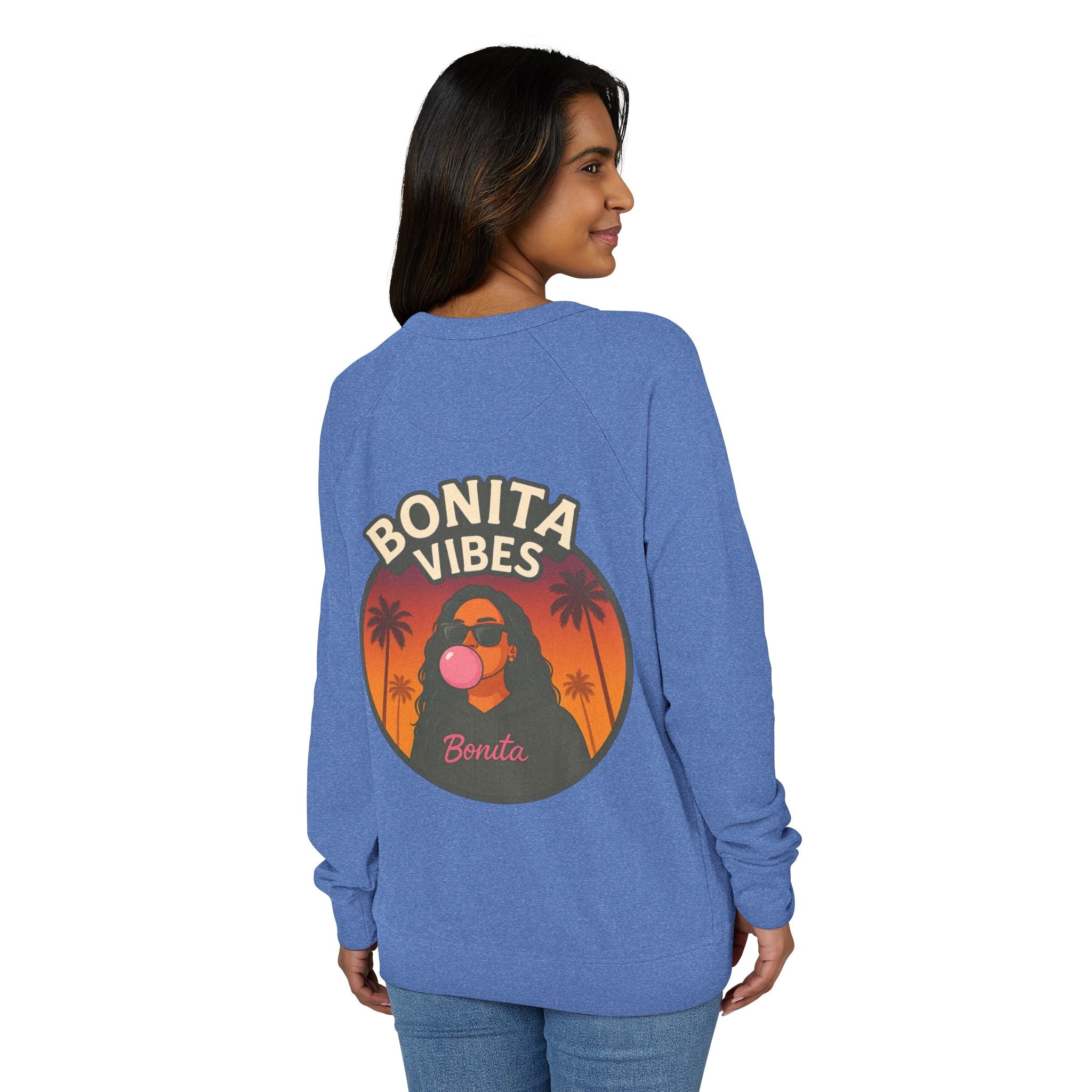 Bonita Vibes: Sunset Sway Crewneck Sweatshirt - Cozy Casual Wear, Gift for Her, Trendy Fashion, Summer Vibes, Graphic Sweater