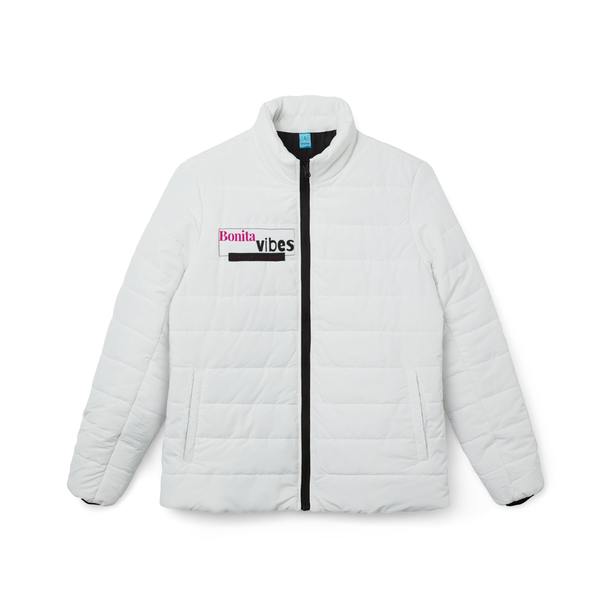 Bonita Vibes: VIBES UNLEASHED Women’s Puffer Jacket, Cozy Outerwear, Casual Fashion, Winter Essentials, Lightweight Jacket, Street Style, Gifts for Her