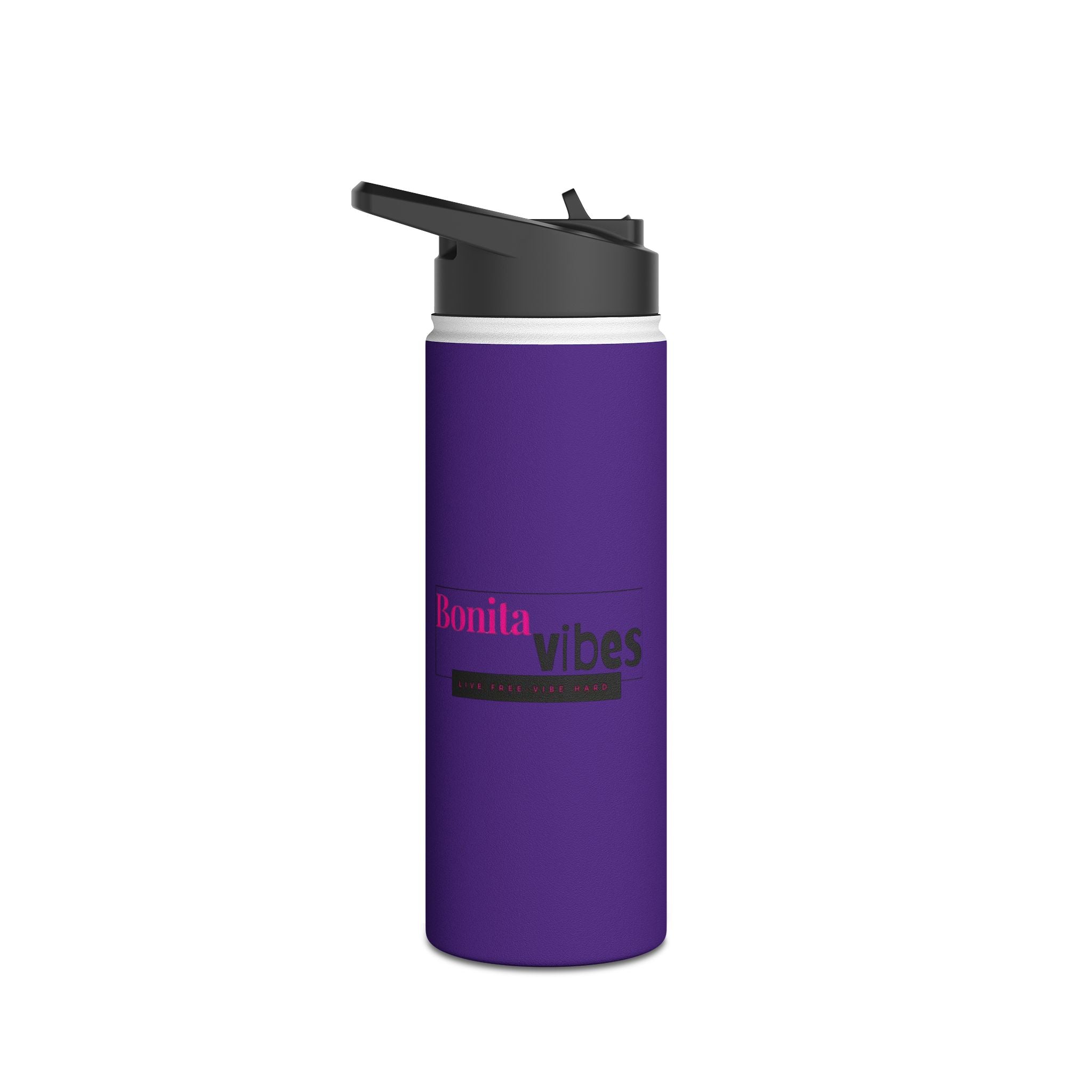Bonita Vibes: VIBES UNLEASHED Stainless Steel Dark Purple Water Bottle - Motivational Drink Container for Fitness, Travel, and Gifting, Eco-Friendly Hydration Vessel, [...]