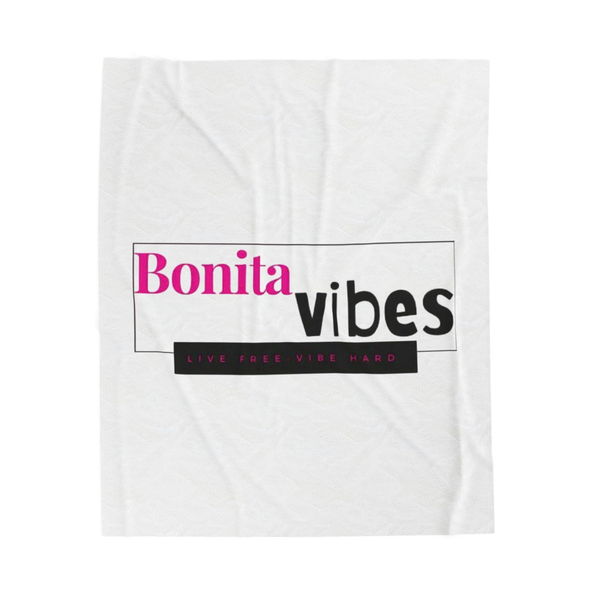Bonita Vibes: VIBES UNLEASHED Velveteen White Plush Blanket | Cozy Home Decor, Gift for Her, Warm Throw, Inspirational Bedding, Chill Out Essentials