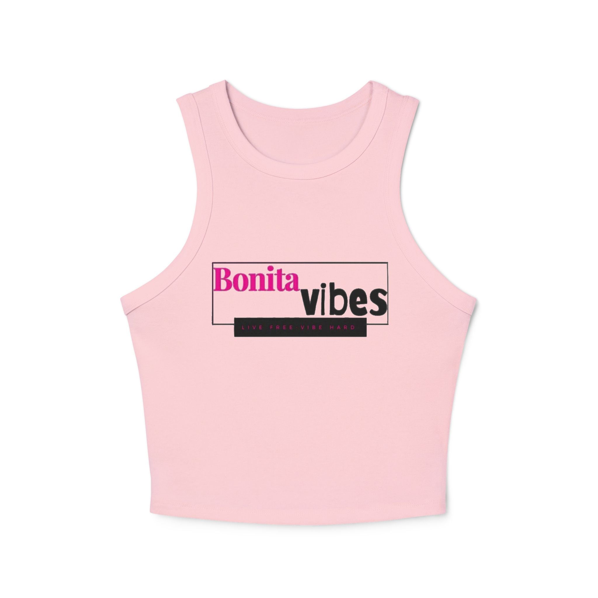 Bonita Vibes: VIBES UNLEASHED Women's Racer Tank Top, Comfortable Summer Top, Casual Wear, Beach Day Outfit, Gift for Her