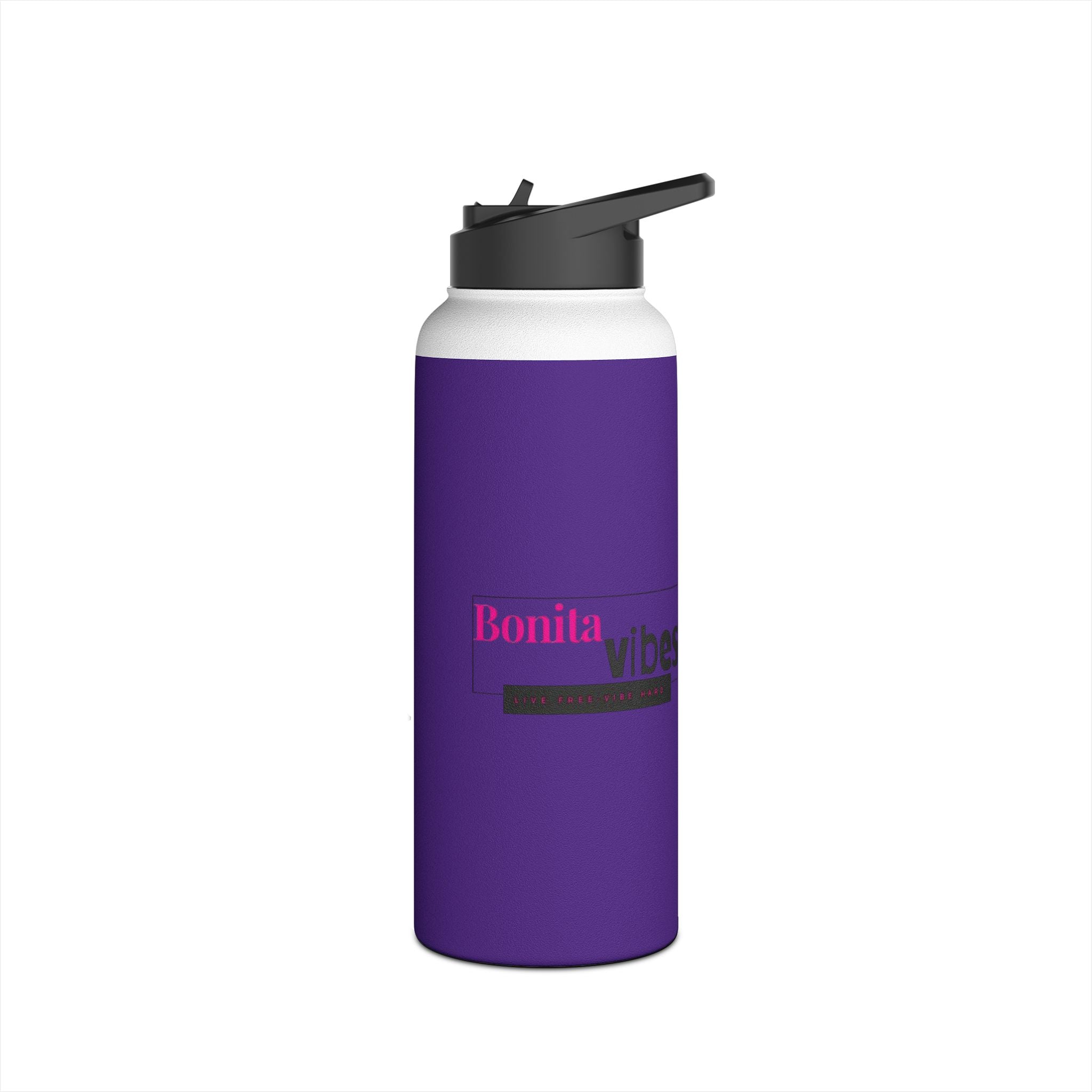 Bonita Vibes: VIBES UNLEASHED Stainless Steel Dark Purple Water Bottle - Motivational Drink Container for Fitness, Travel, and Gifting, Eco-Friendly Hydration Vessel, [...]