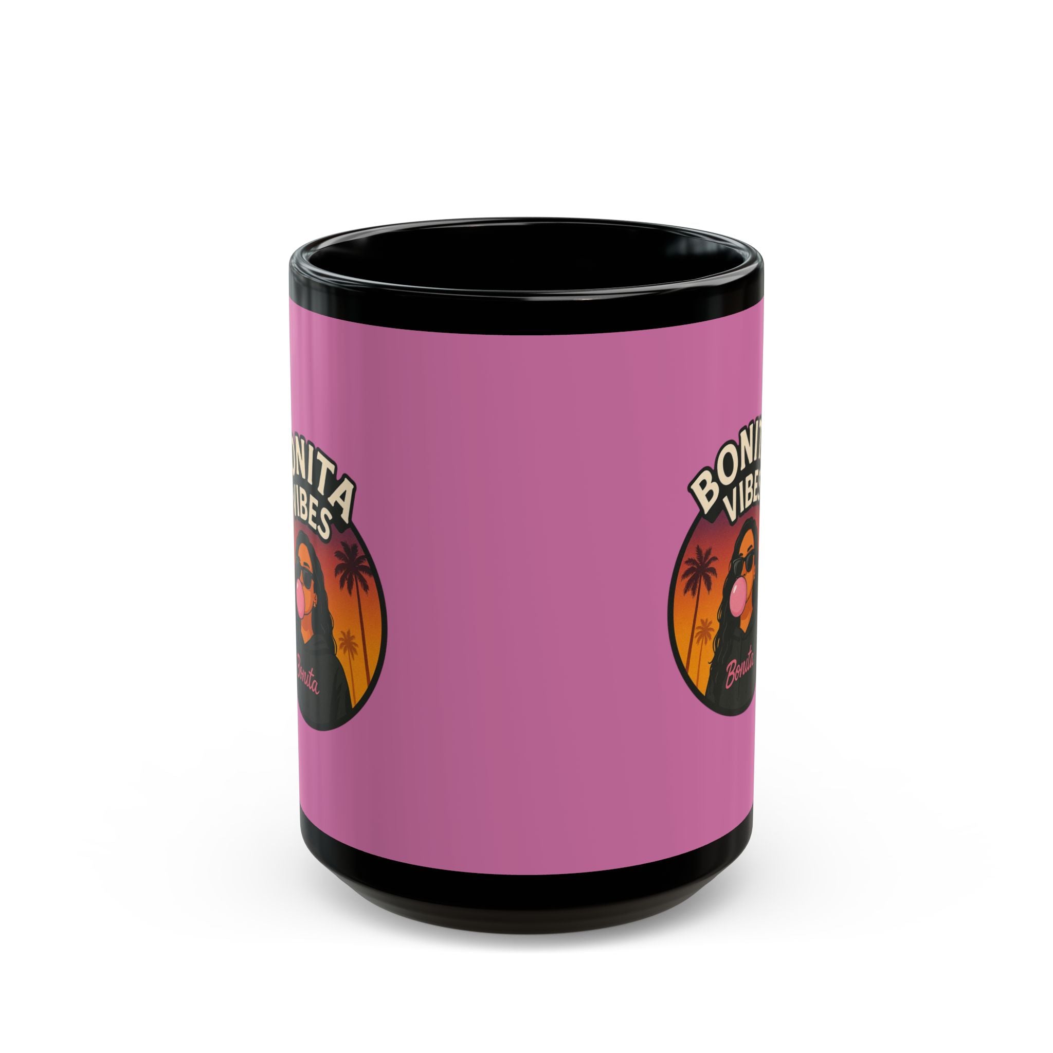 Bonita Vibes: Sunset Sway Light Pink Mug - Chill Coffee Cup, Stylish Drinkware, Gift for Her, Summer Vibes Mug, Fun Retro Mug