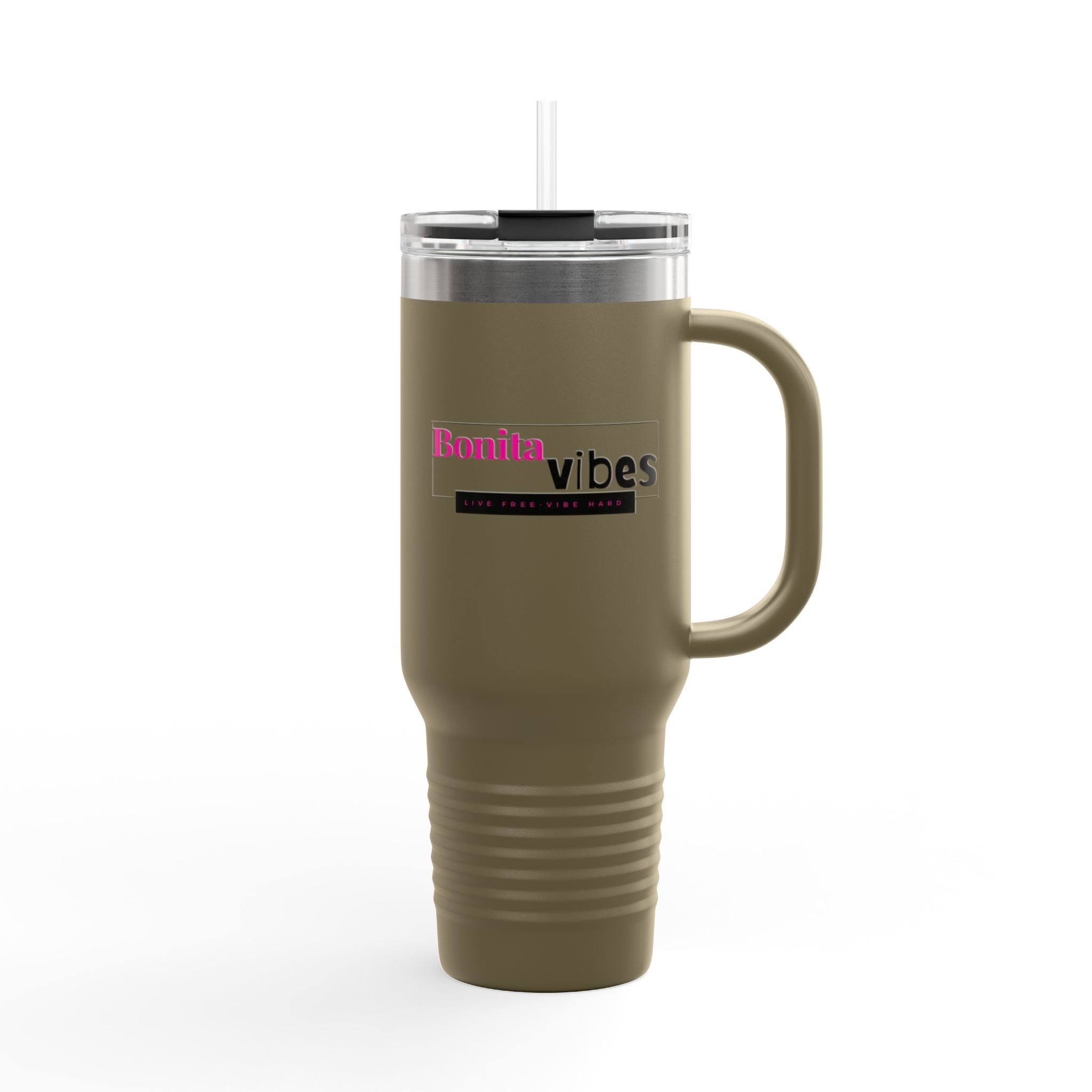 Bonita Vibes: VIBES UNLEASHED Stylish Travel Mug, 40oz - Perfect for Coffee Lovers, Gift for Her, Summer Picnics, On-the-Go Hydration, Personalized Travel Cup