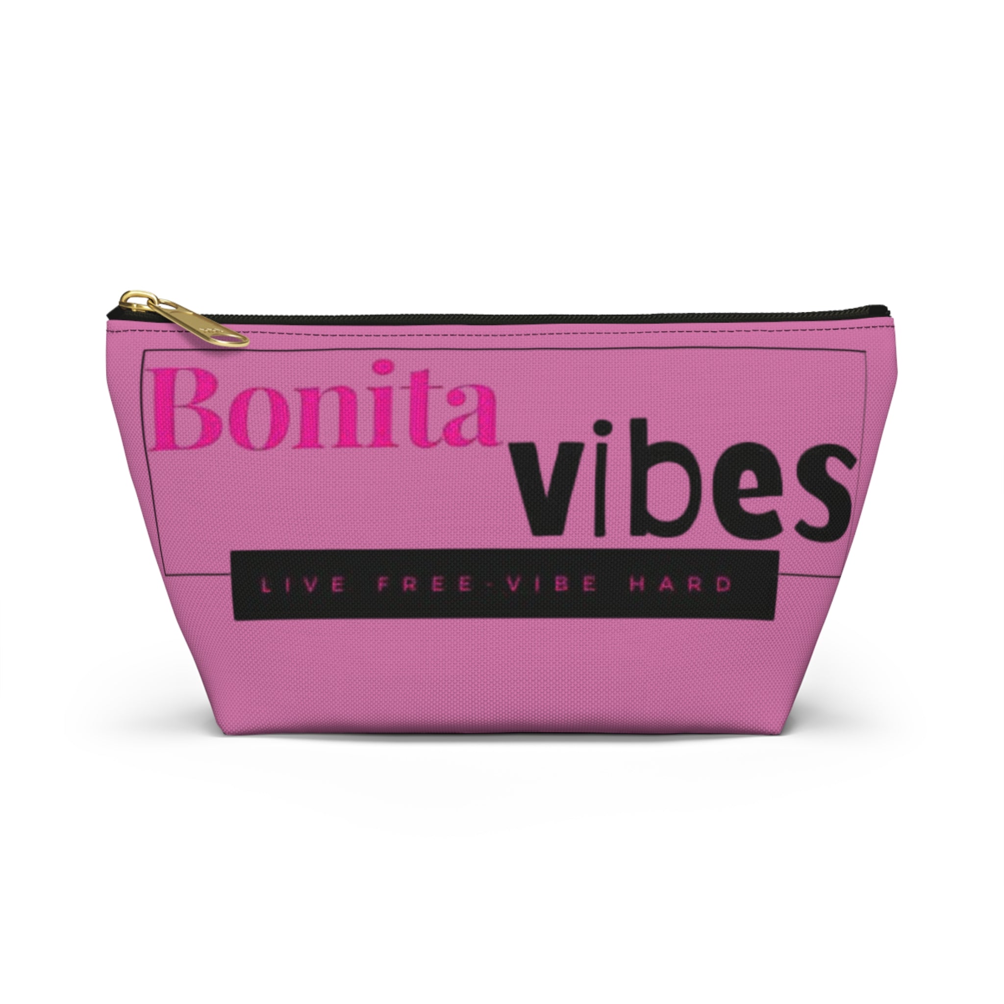 Bonita Vibes: VIBES UNLEASHED Light Pink Accessory Pouch | Stylish Makeup Bag, Travel Pouch, Trendy Organizer, Fun Gift, Summer Essentials