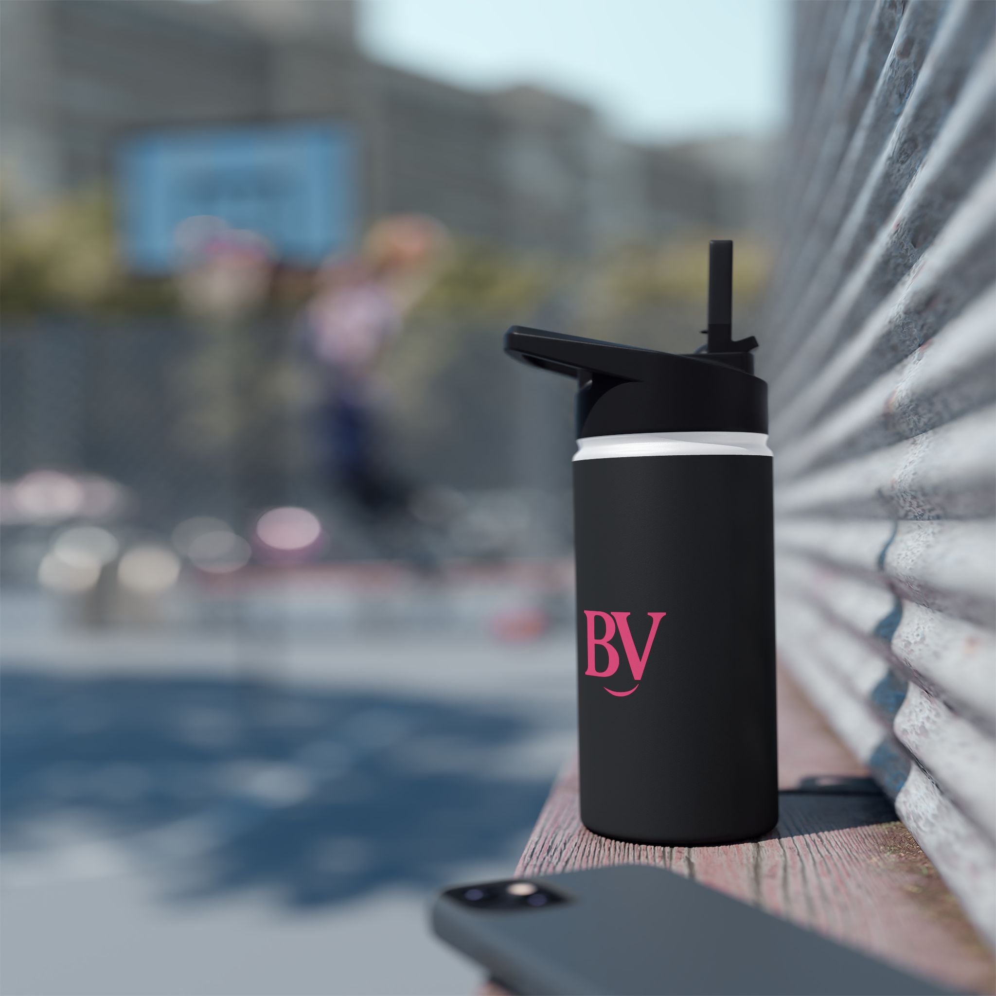 Bonita Vibes: BV Collection Stainless Steel Black Water Bottle, Drinkware for Everyday Adventures, Fitness, Gifts, Eco-Friendly Product