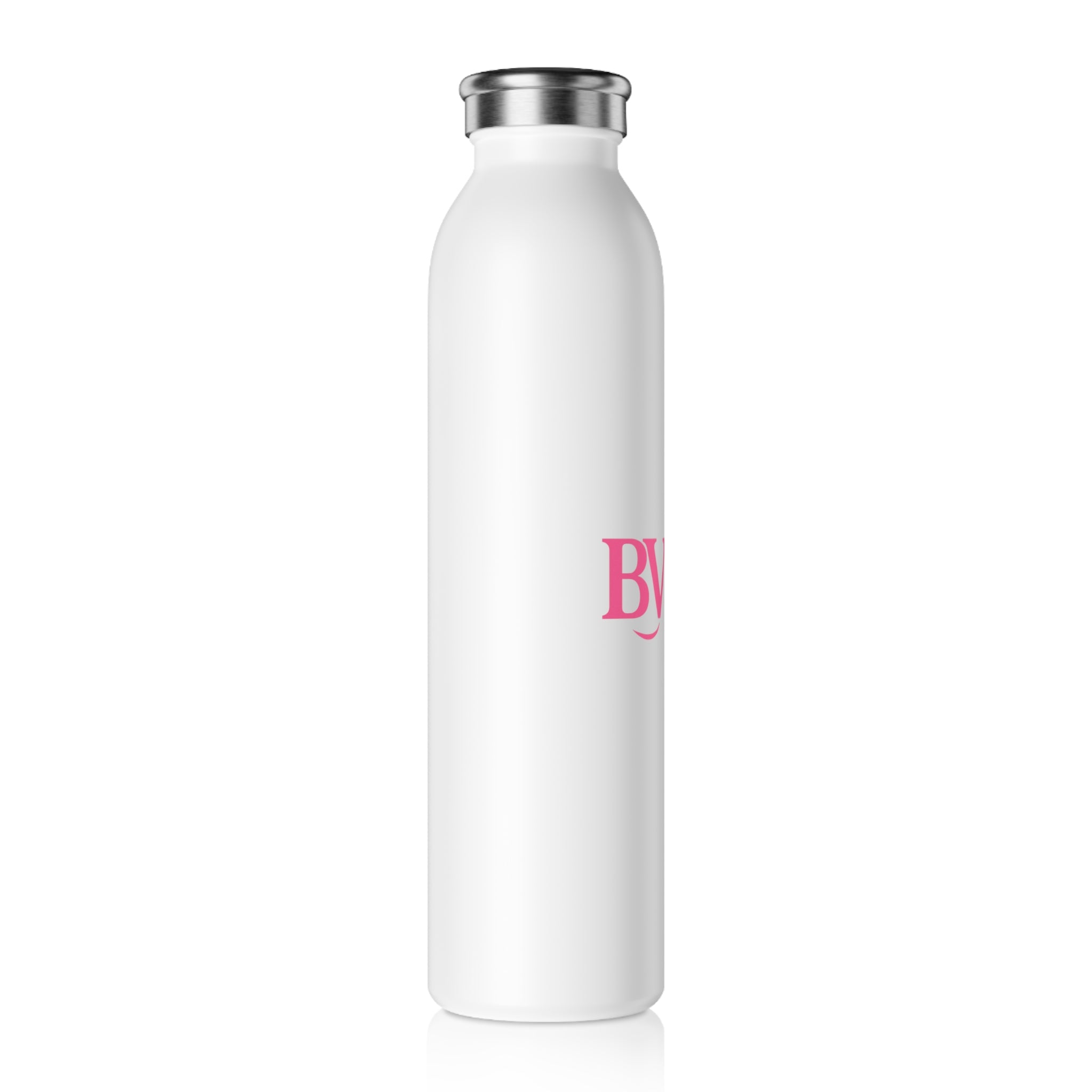 Bonita Vibes: BV Collection Elegant White Slim Water Bottle | Stylish Hydration for Yoga, Gym, Travel, Personalized Gift, Eco-Friendly