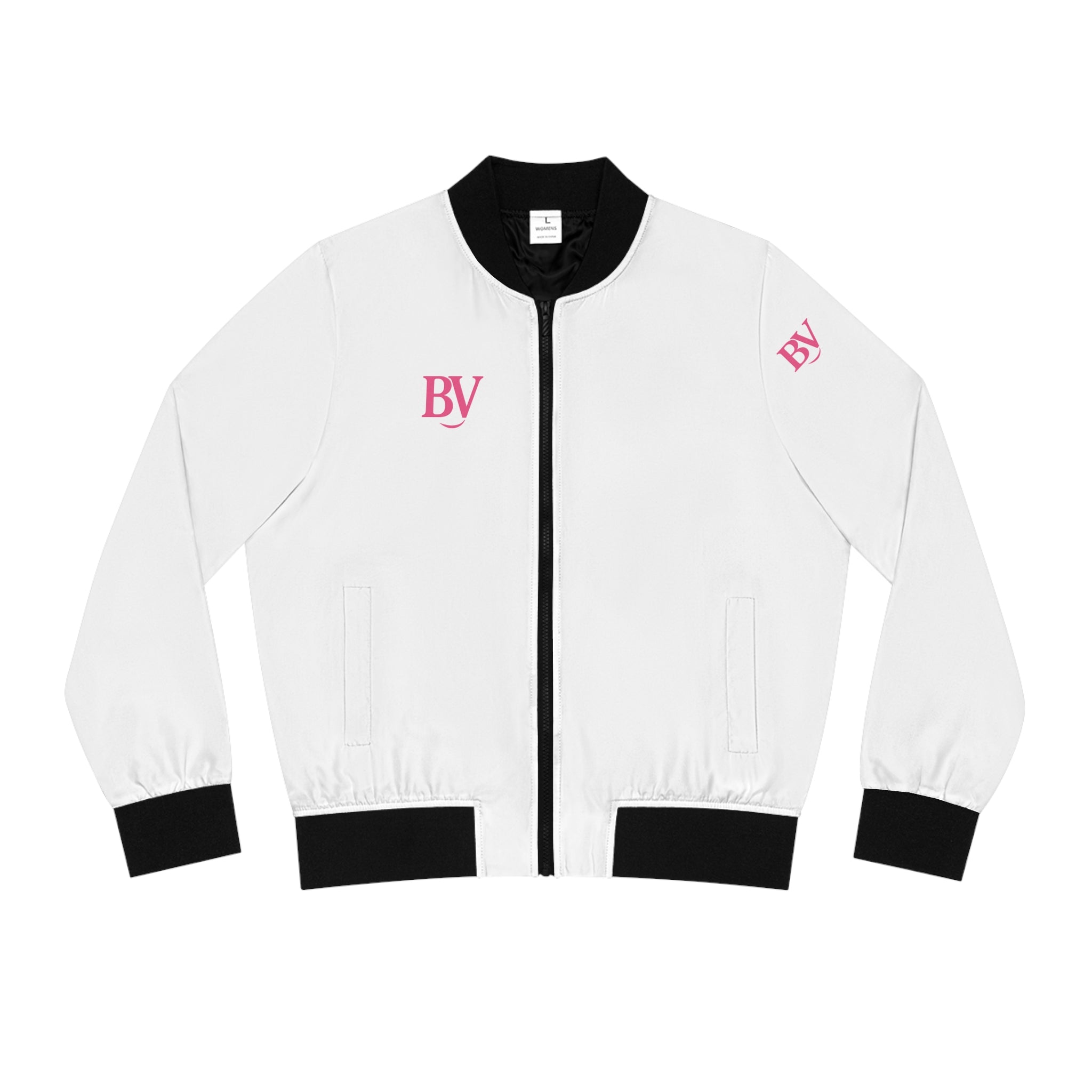 Bonita Vibes: BV Collection Women's White Bomber Jacket, Trendy Outerwear, Casual Fashion, Gift for Her, Versatile Layering Piece